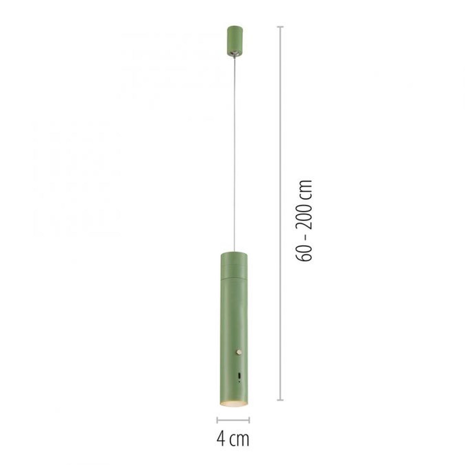 LED Akku Suspension Vert Métal Touch Variation 3000 K