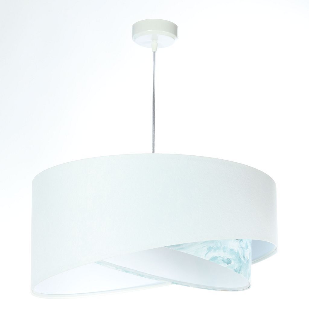 Lampe à suspendre tissu Ø 50 cm blanc bleu clair marbré rond E27