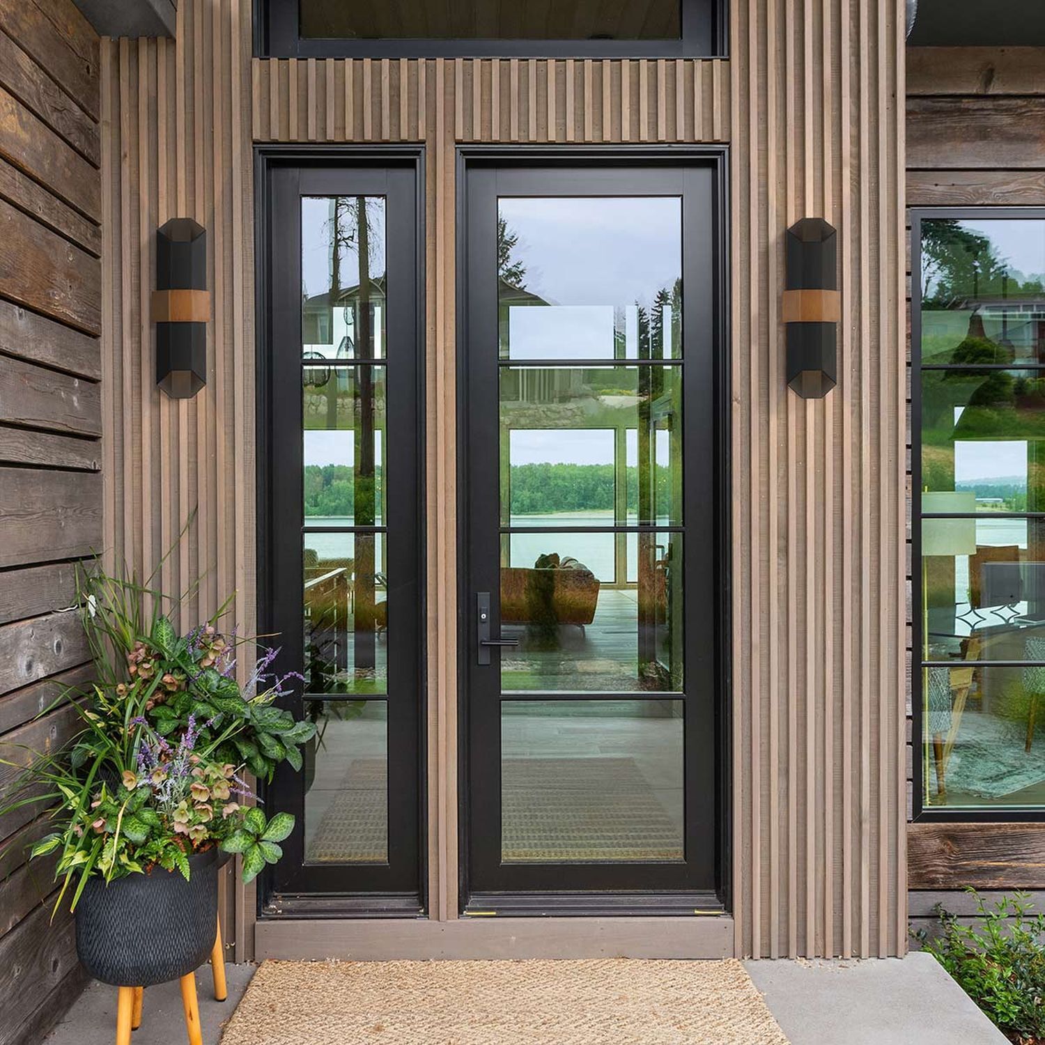 Applique extérieure LED Up Down 52 cm de haut Noir IP44 3000 K Innenarchitektur, Tür, Französisches Fenster, Pflanze, Teppich