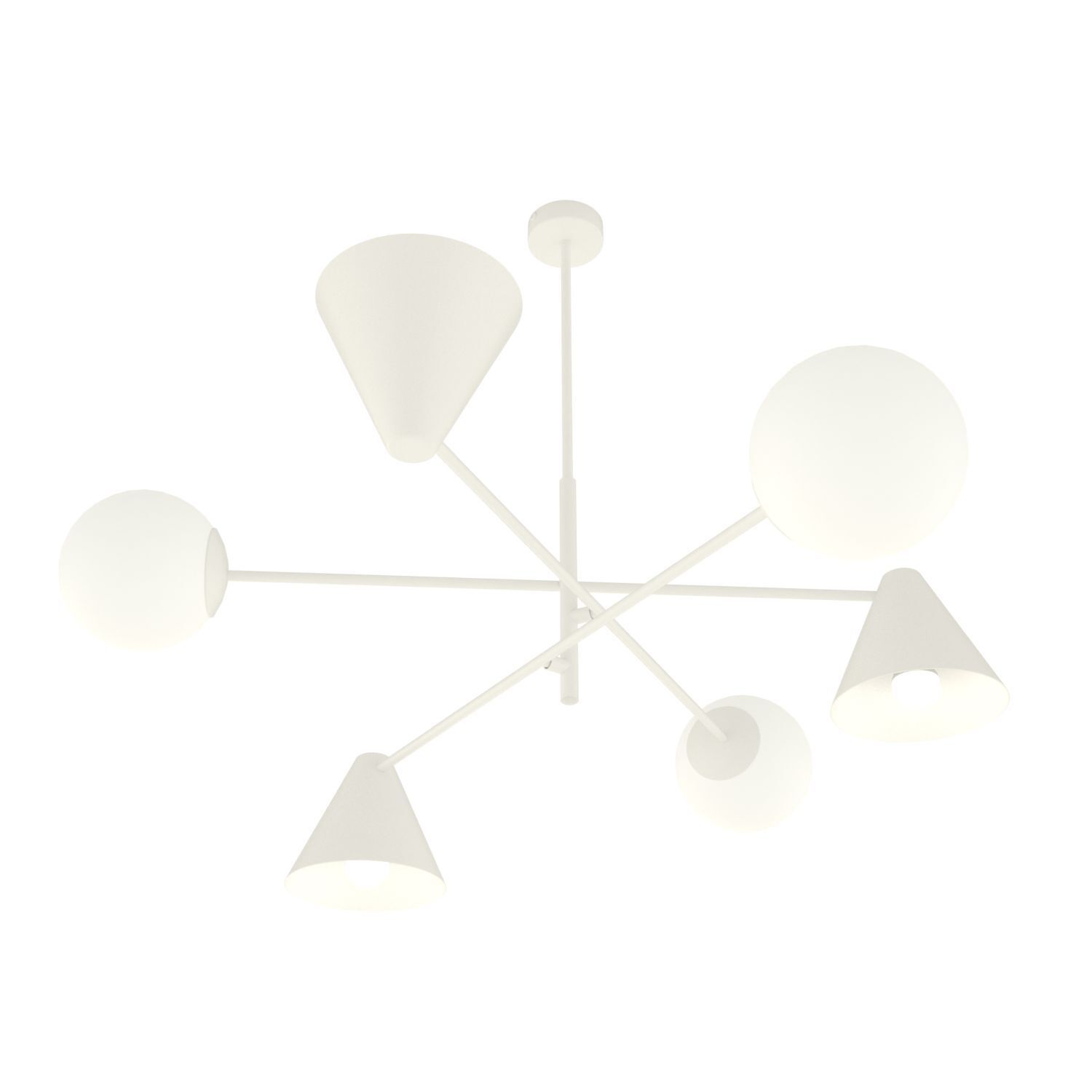 Lampe de plafond verre métal E14 L:86 cm blanc 6-flmg Moderne