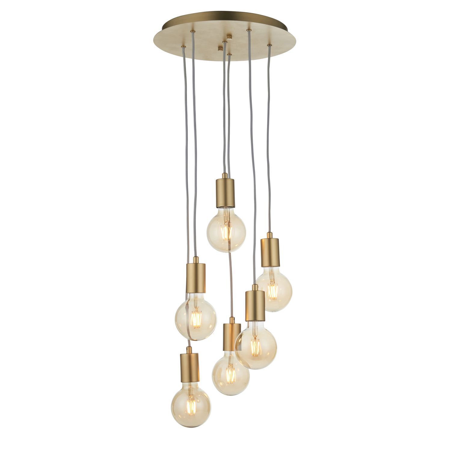 Lampe à suspendre en métal doré réglable design rétro pour 6x E27