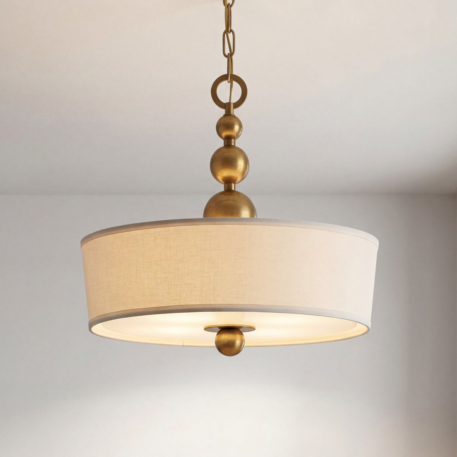 haengeleuchte-pendelleuchte-haengelampe-romina-3-flammig-messing-antik-creme-vintage-07 pendant light, ceiling lamp, brass finish, fabric shade, hanging light