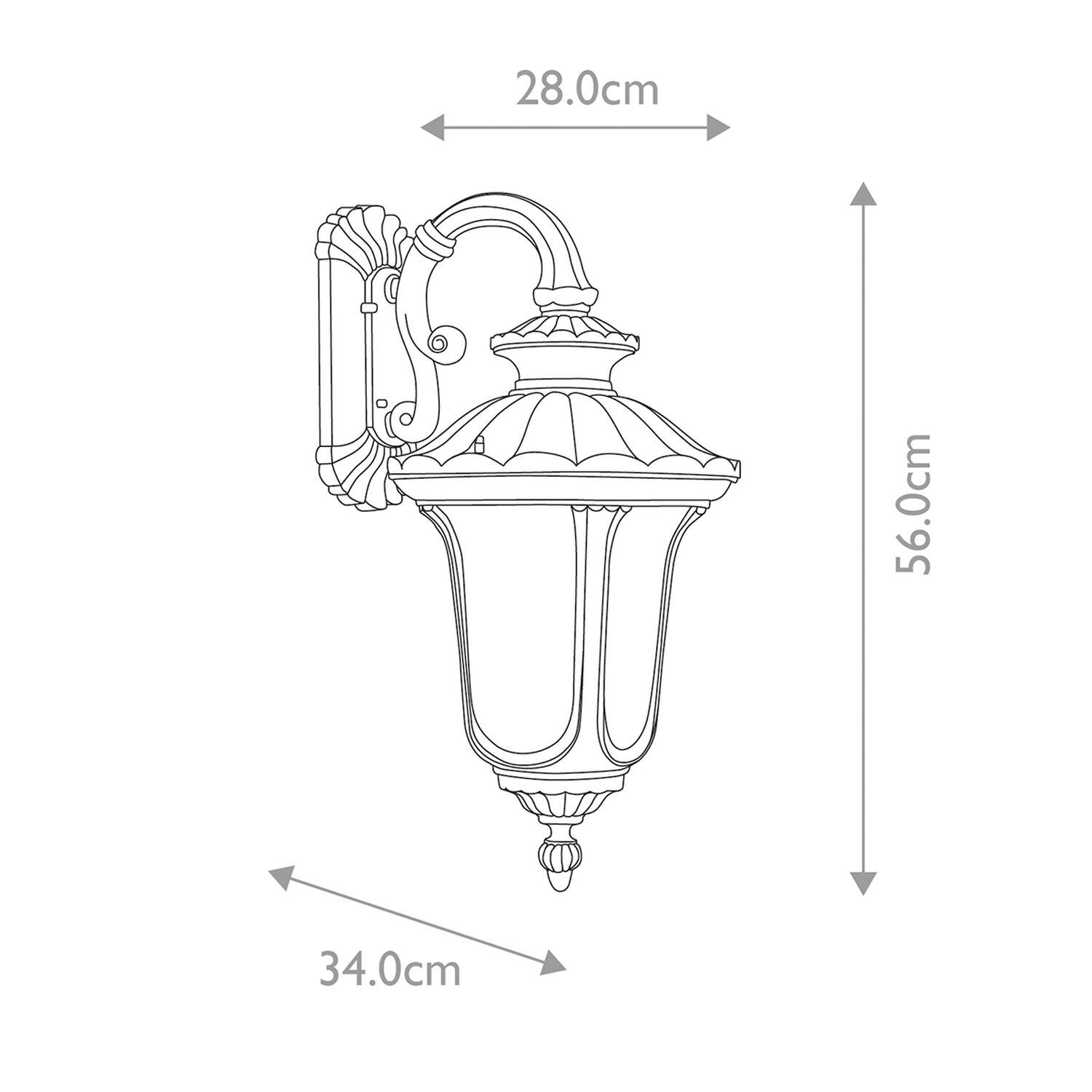 Lampe murale extérieure IP44 56 cm de haut Noir Rustique Vintage