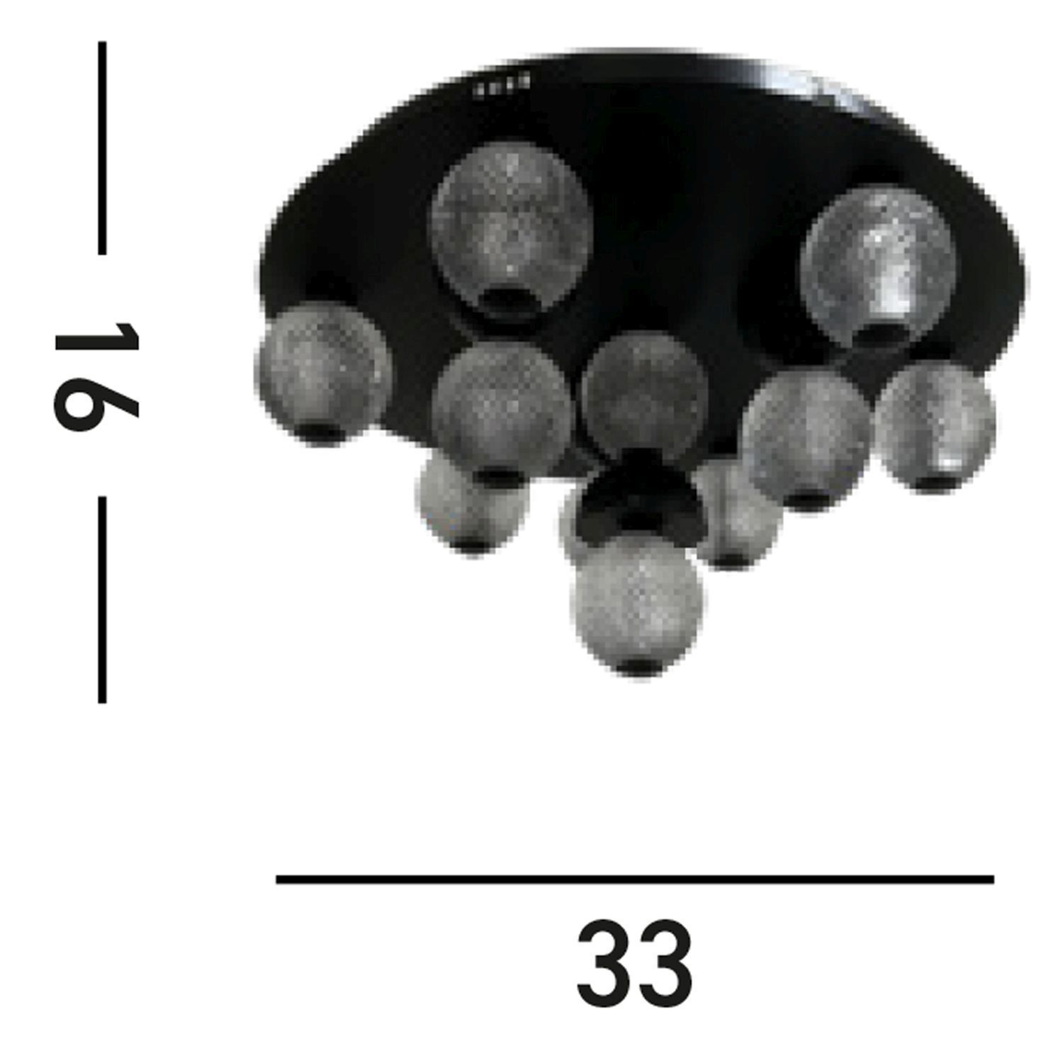 Lampe de plafonnier LED ronde noire métal Ø33 cm 21 W boules