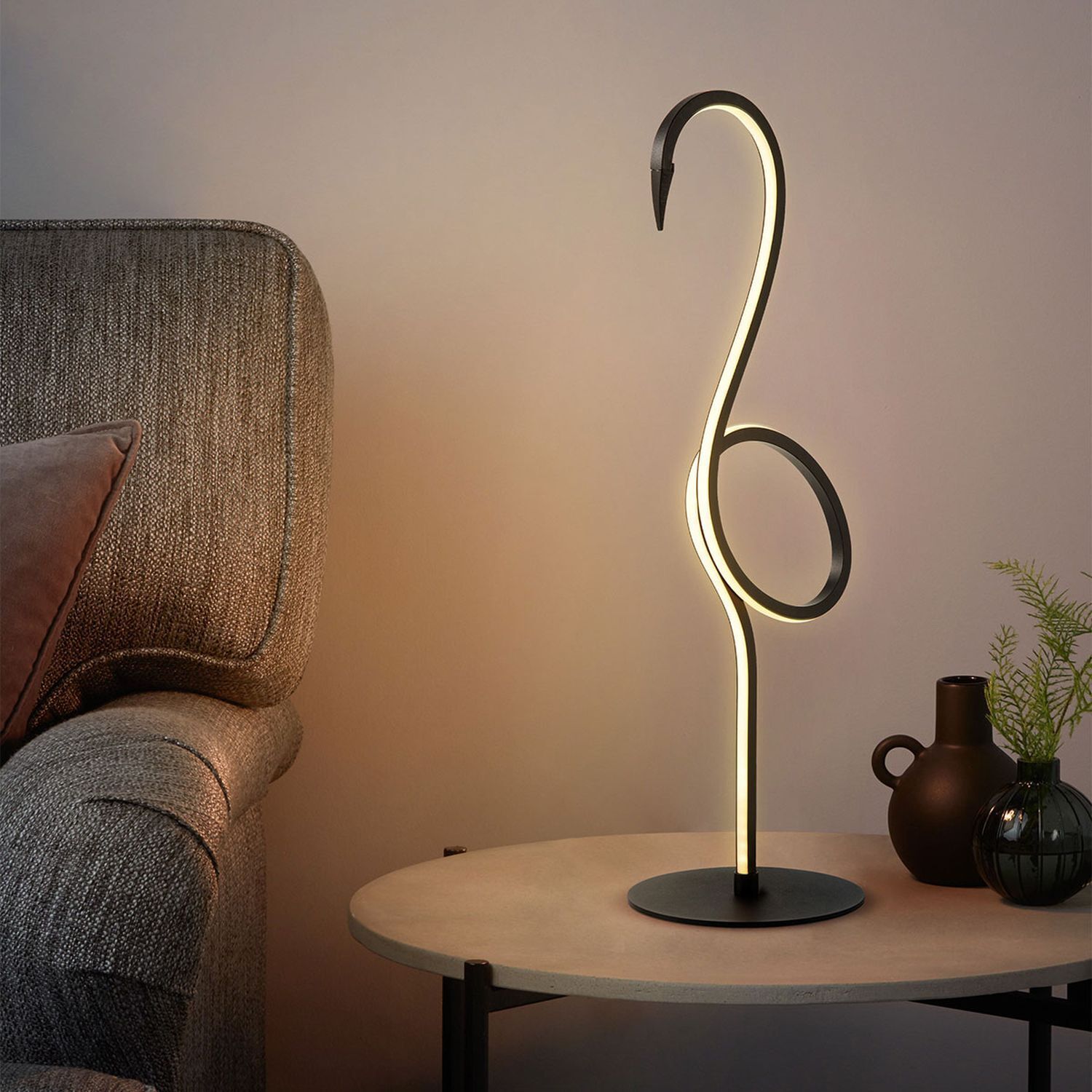 Lampe de table LED 50 cm Flamingo 3000 K noir Deko Lampe, Schreibtisch, Mobiliar, Couch, Pflanze