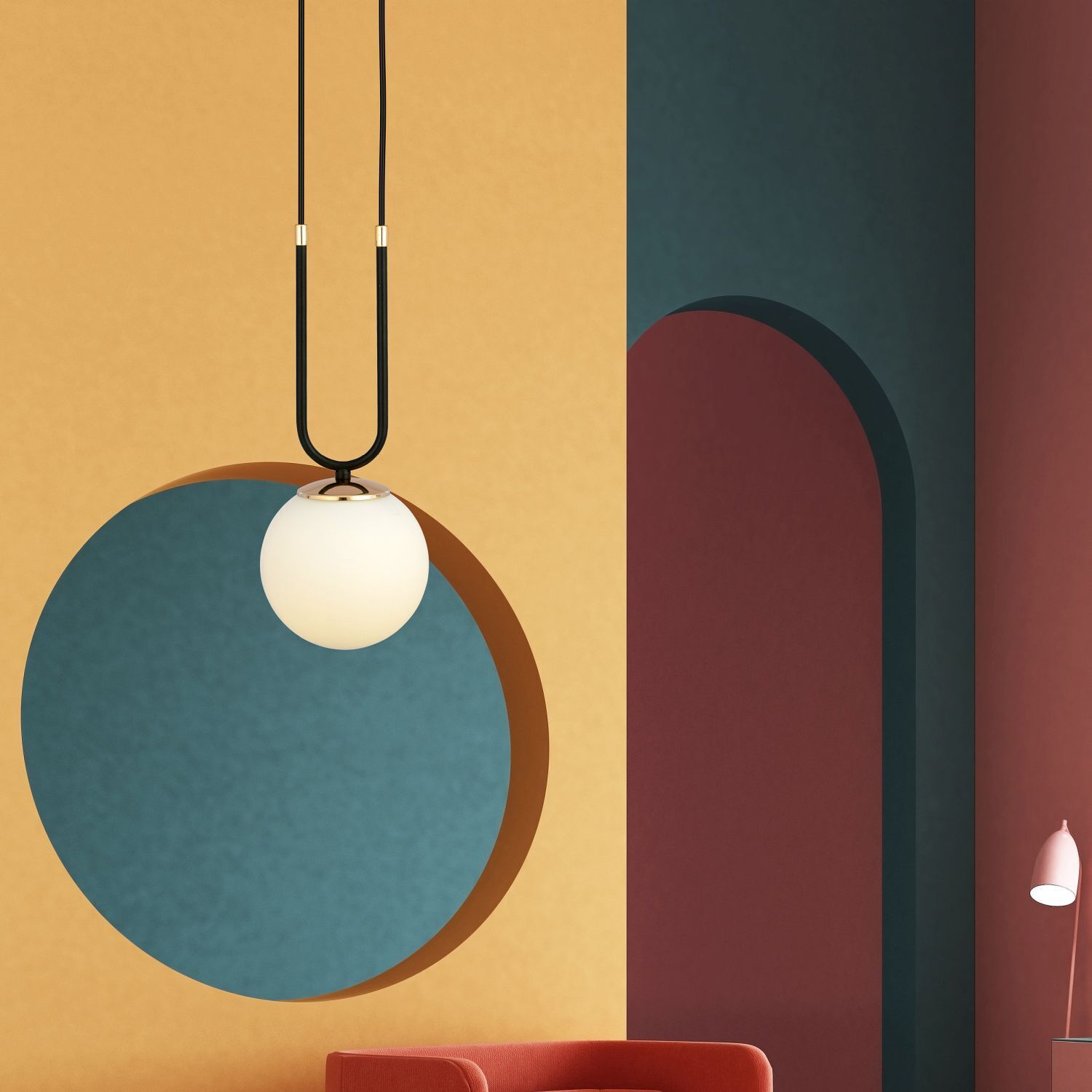 Lampe à suspendre verre métal H : max. 115 cm noir blanc E14 boule