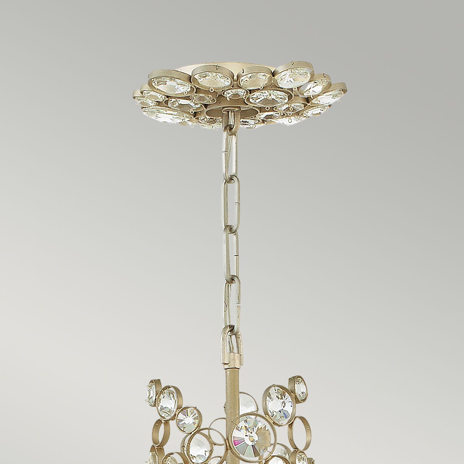 Lampe à suspendre cristal métal en feuille d'argent THYMI