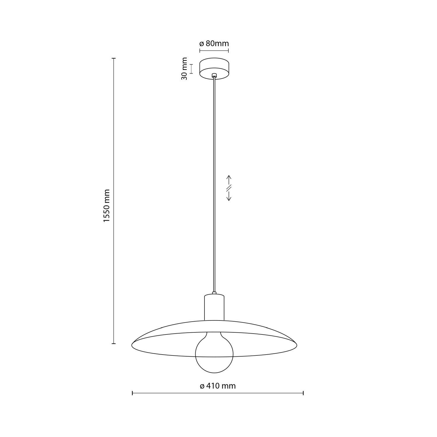 Suspension noire métal Ø41 cm rond E27 Loft Suspension noire métal Ø41 cm rond E27 Loft
