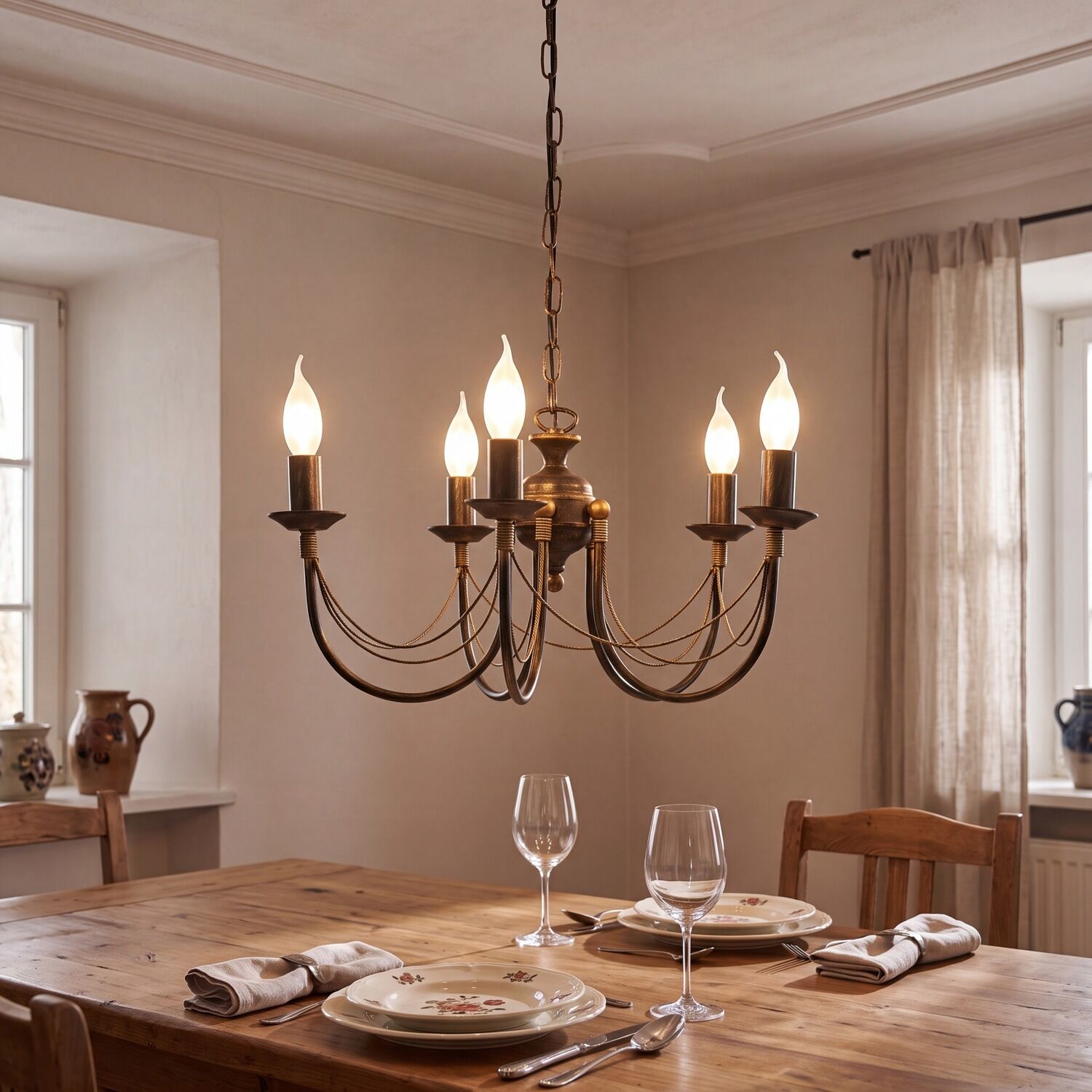 Lustre rustique Ares 5 flammes
