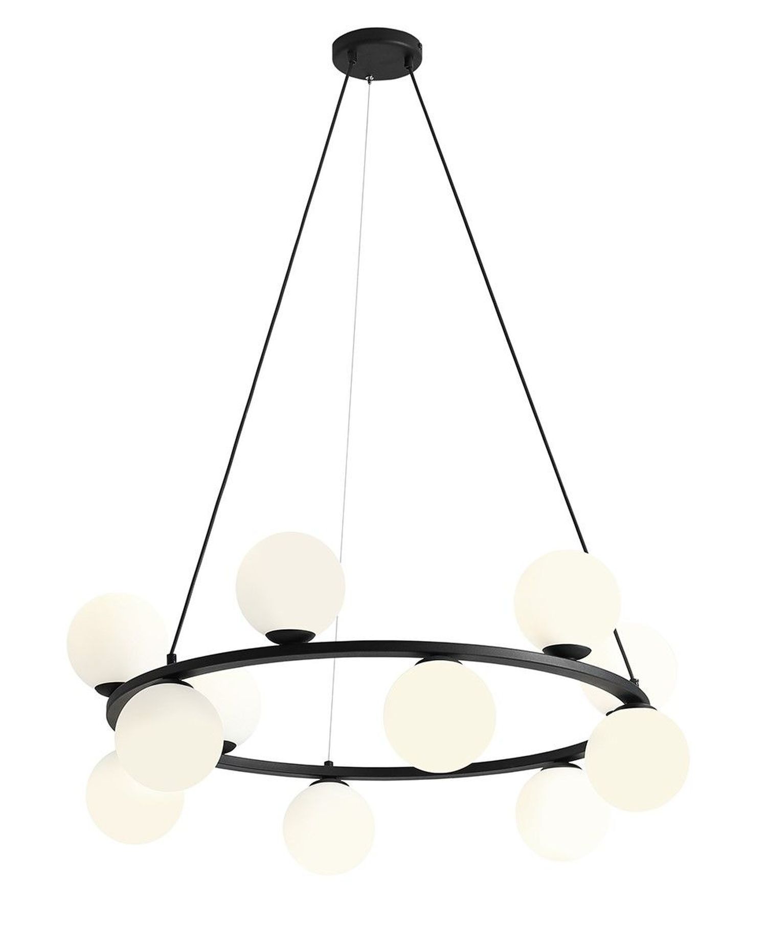 Suspension ronde Moderne verre noir métal 12-flmg