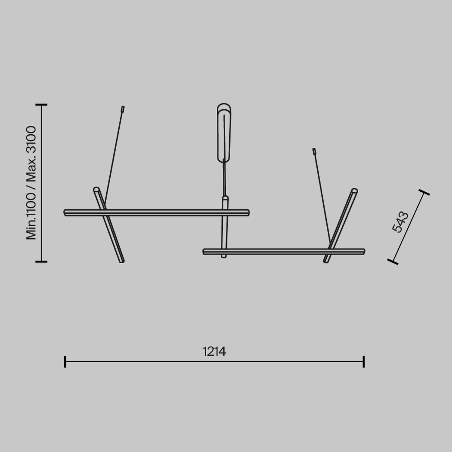 Suspension LED aluminium H : max. 310 cm en or SIRI