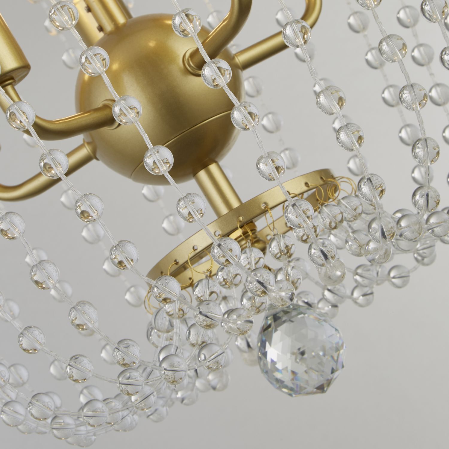 Lampe à suspendre métal cristal 5x E14 Ø 36 cm en or