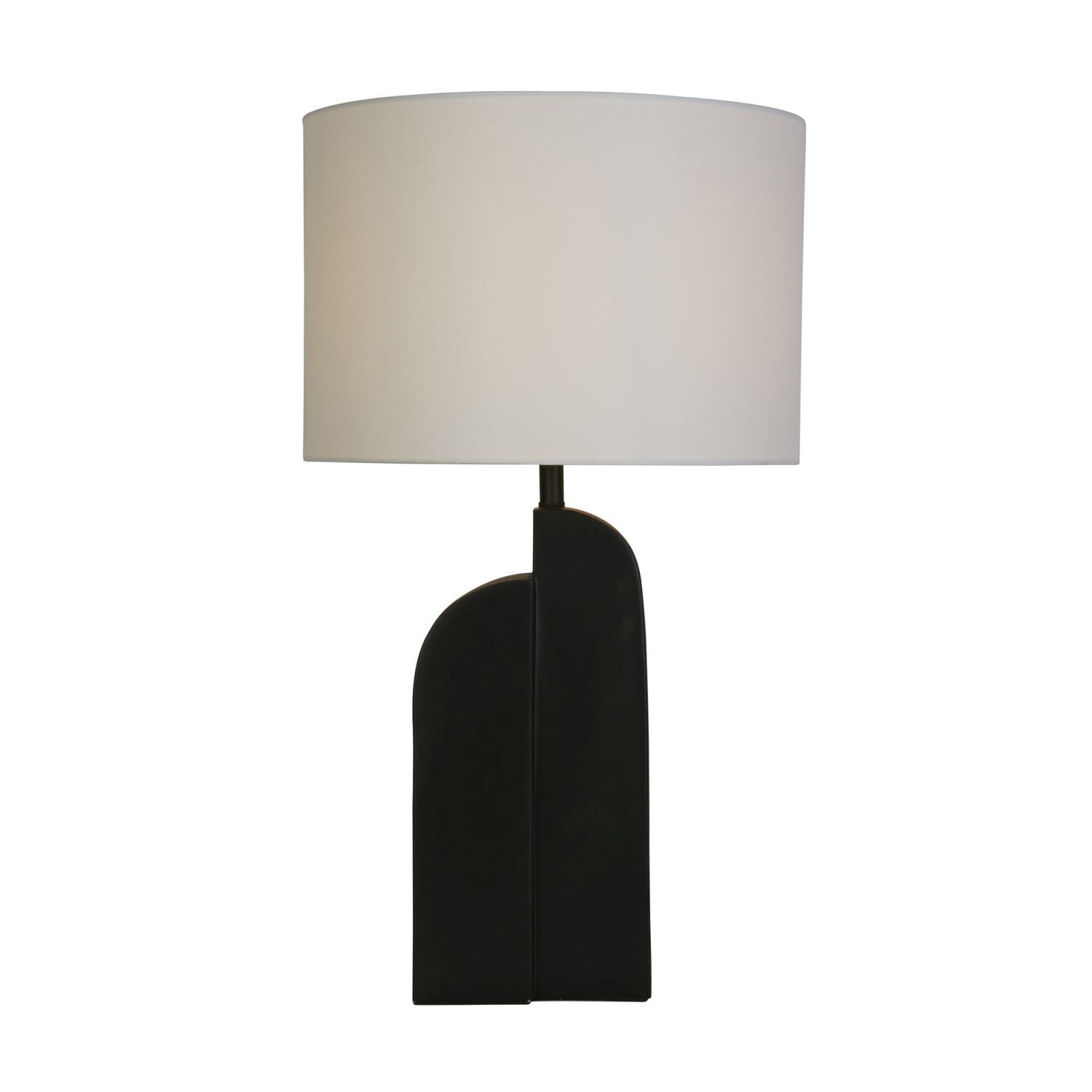 Lampe de table noire métal tissu blanc 65 cm E27