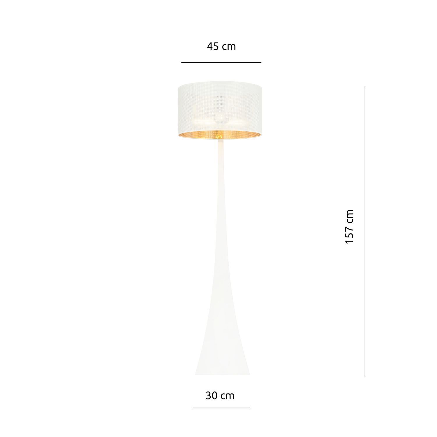 Lampadaire Blanc Or 157 cm métal tissu décoratif pour E27