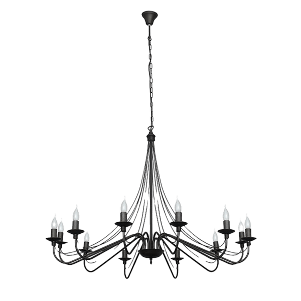 Kronleuchter, Chandelier, Metall, Schwarz, Kerzen