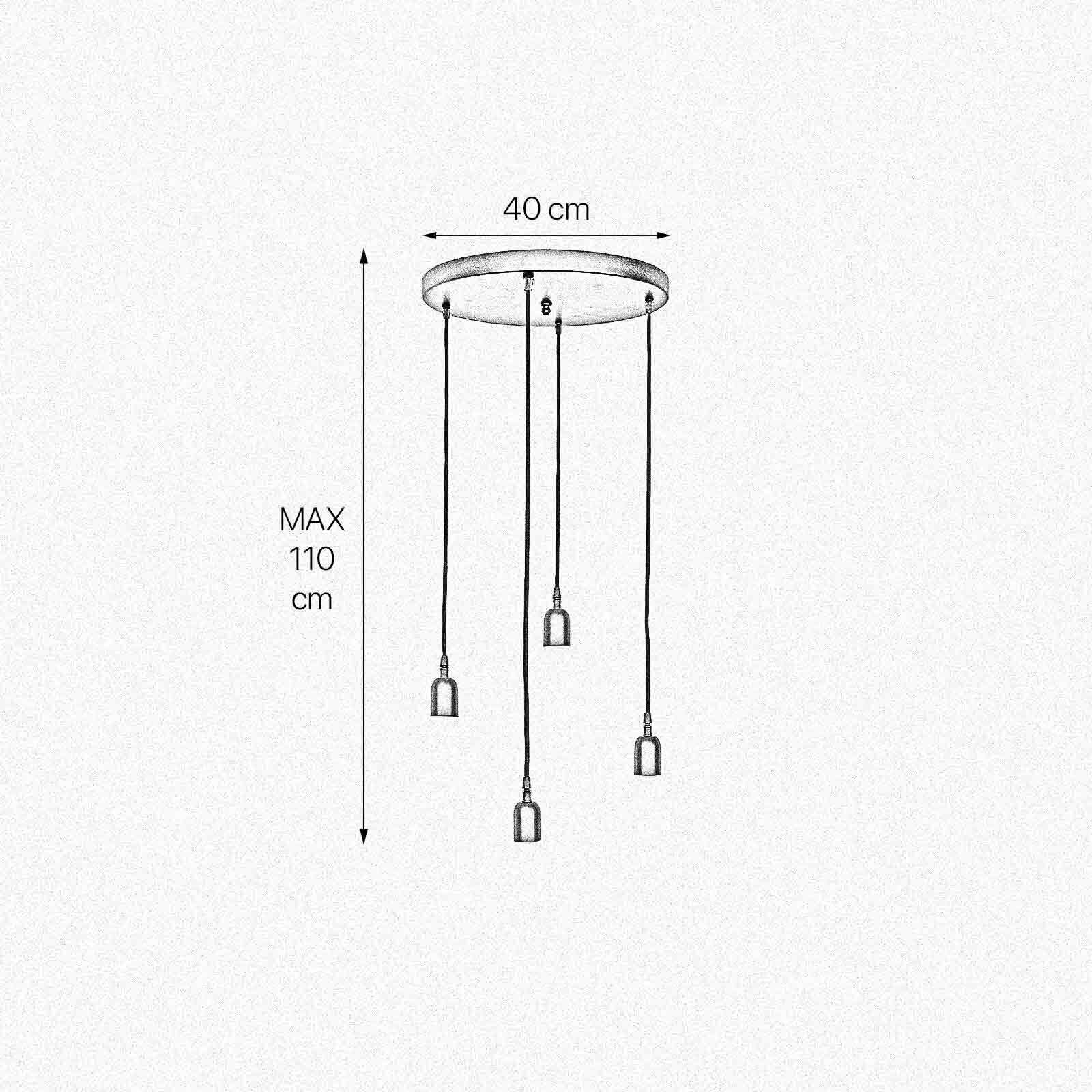 Suspension Noir Ø 40 cm laiton fer réglable E27