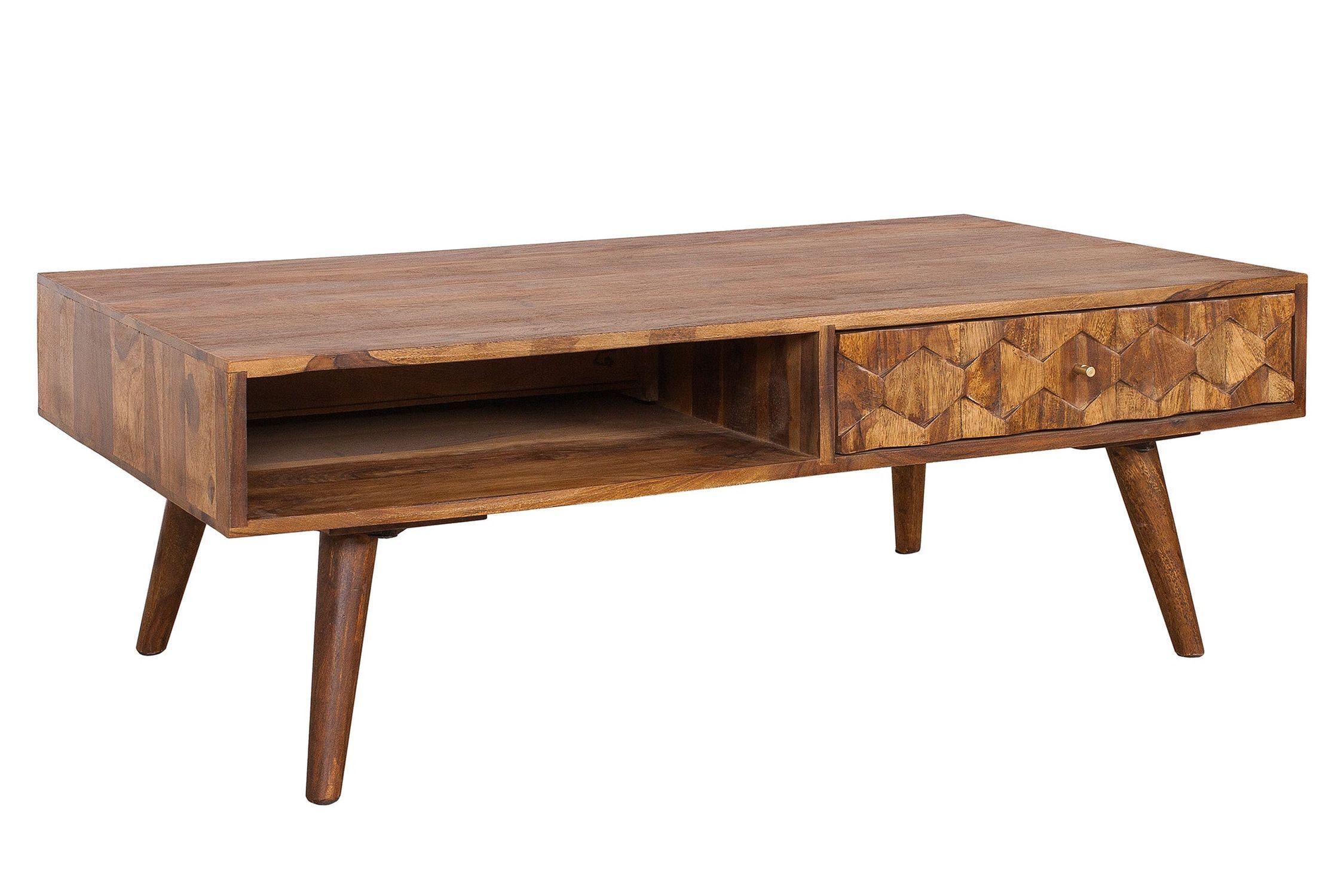Table basse avec tiroir en bois de sheesham naturel 110x60 cm