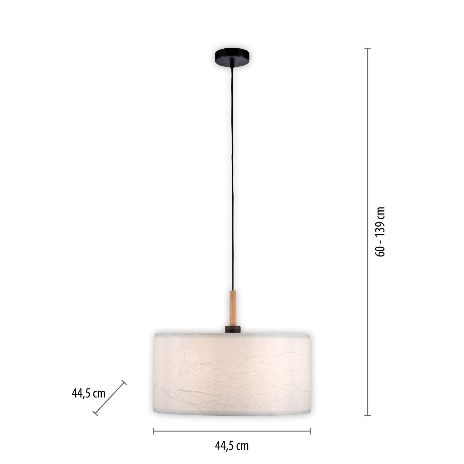 Runde Pendelleuchte Papier Holz E27 Ø44,5 cm gemütlich Lampe