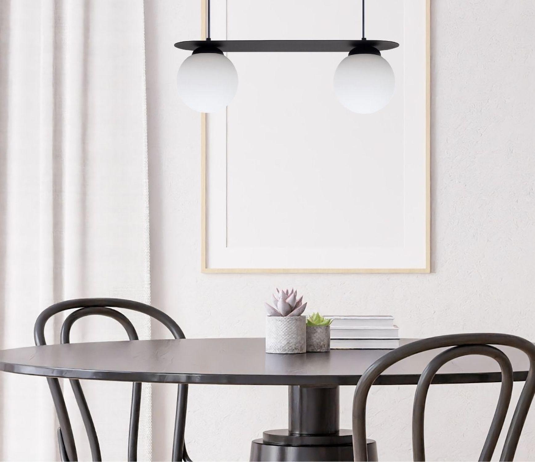 Blendarme Suspension Boules de verre E27 2-flmg Noir