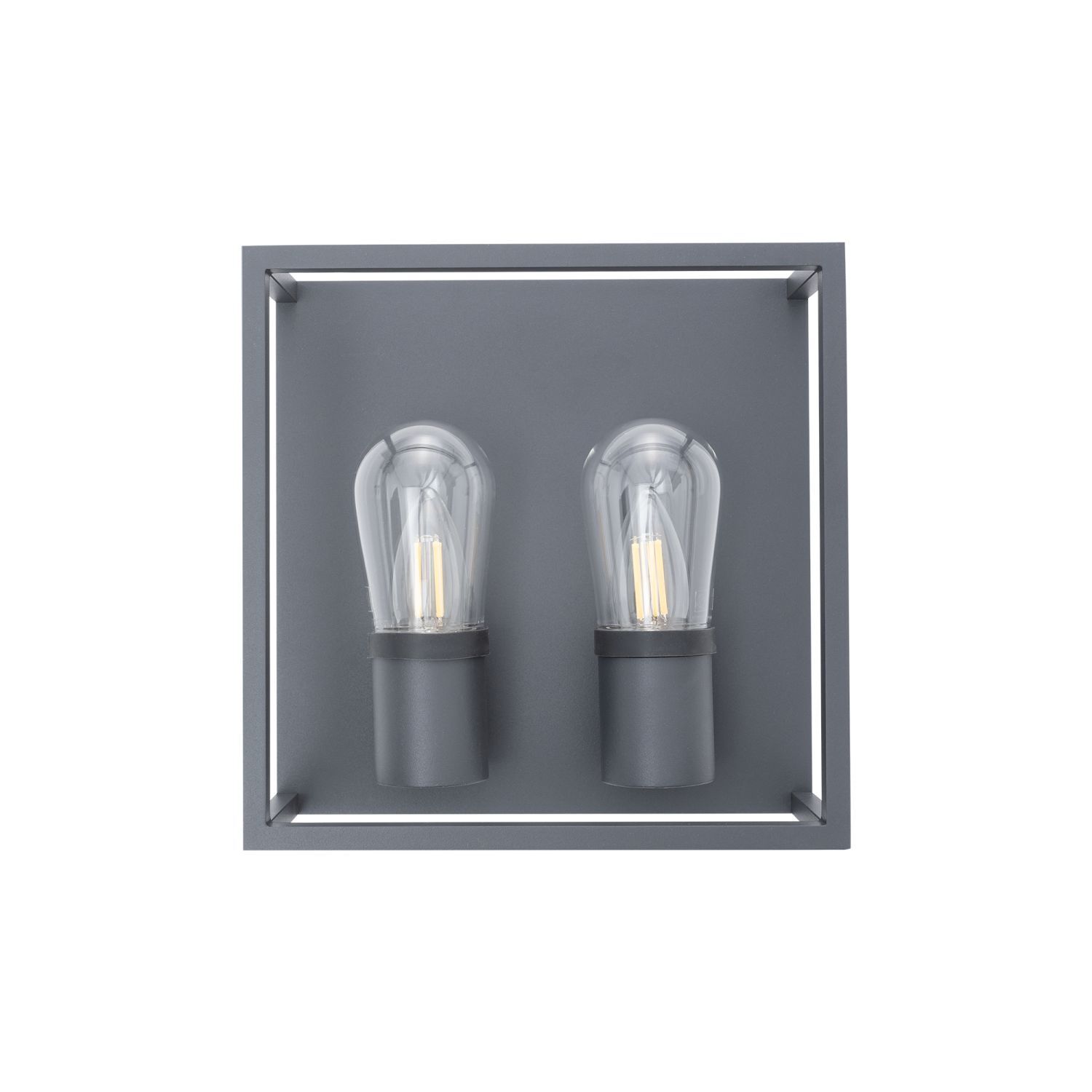 Applique extérieure 2 flammes IP54 graphite E14 verre aluminium