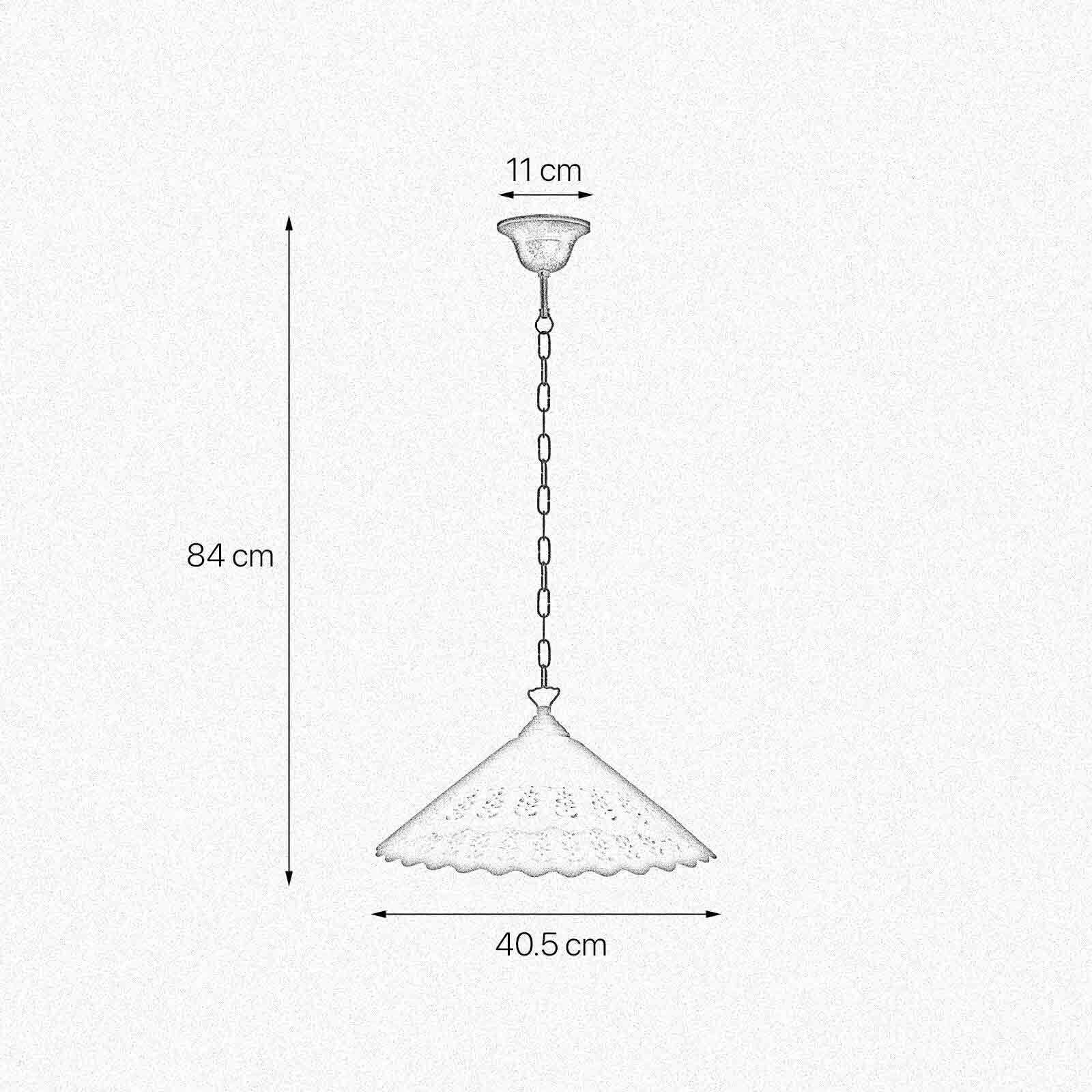 Lampe à suspendre céramique laiton Ø 40,5 cm blanc bronze antique E27