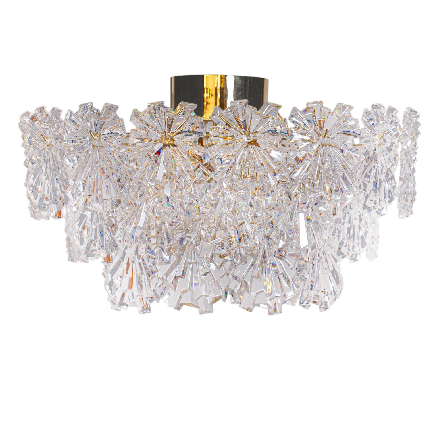 Lampe de plafonnier cristal 51,5 cm de large en or 3 flammes E14