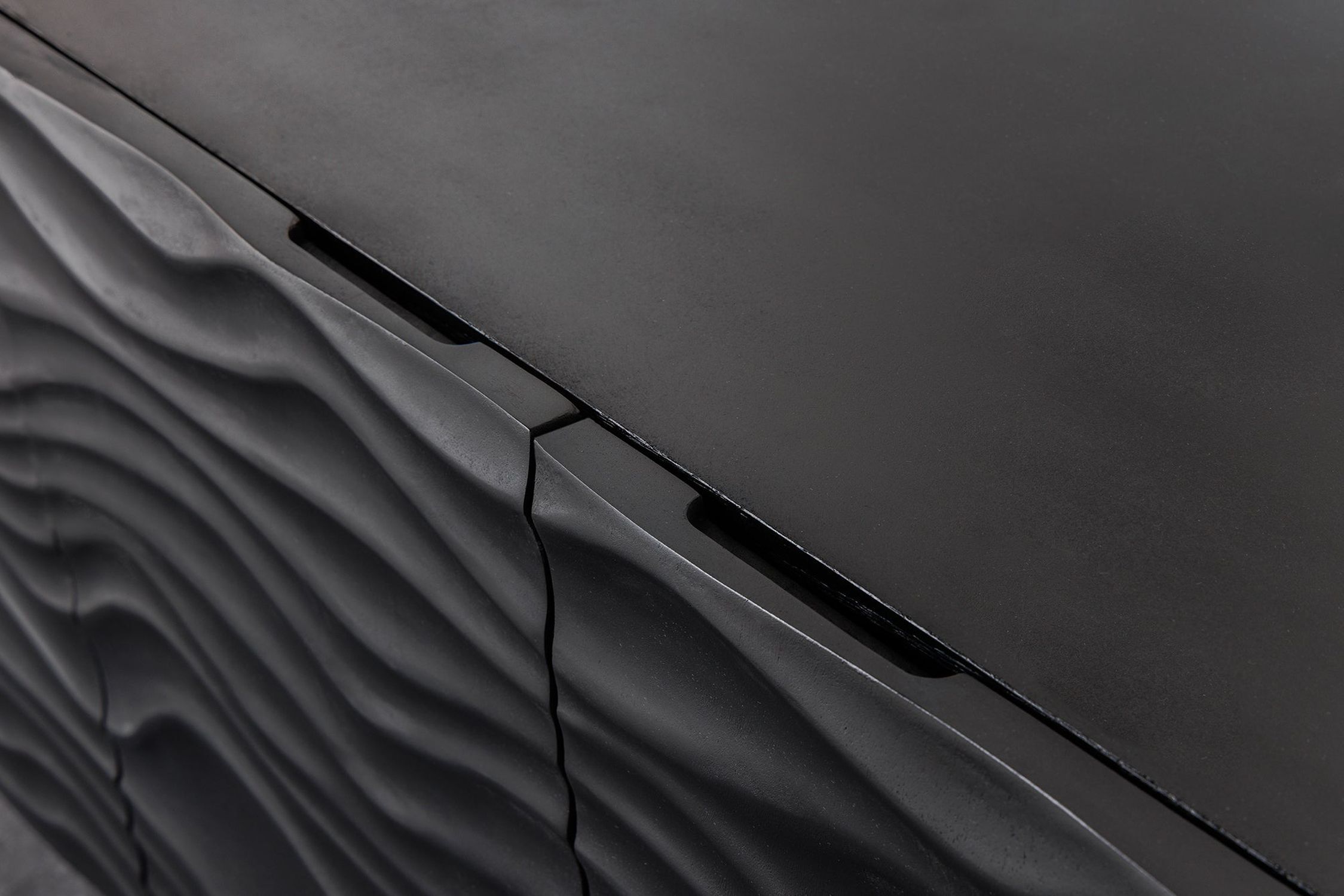 Buffet 160 cm bois métal noir or fait main