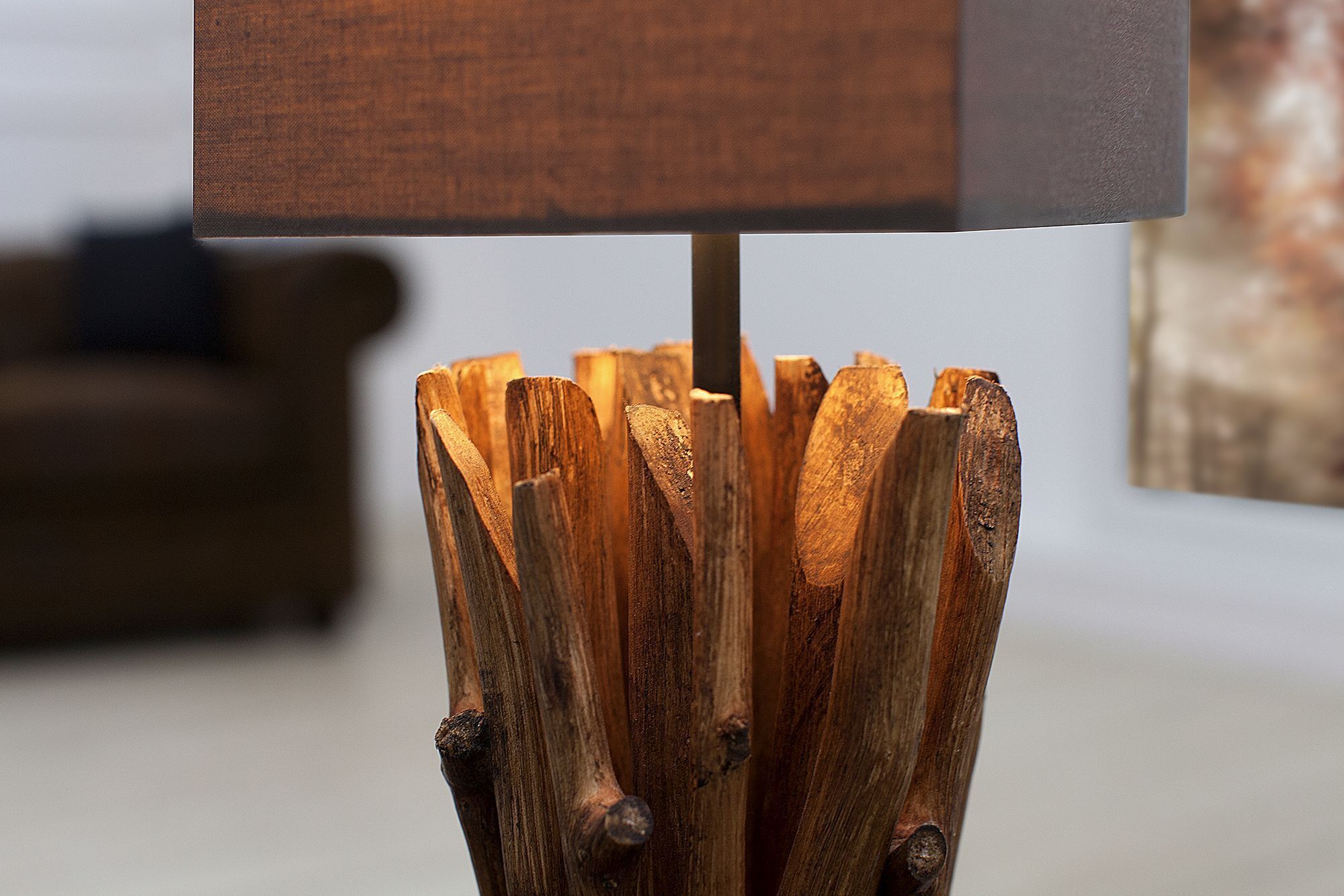 Lampe, Holz, Hartholz, Tischlampe, Gebeiztes Holz