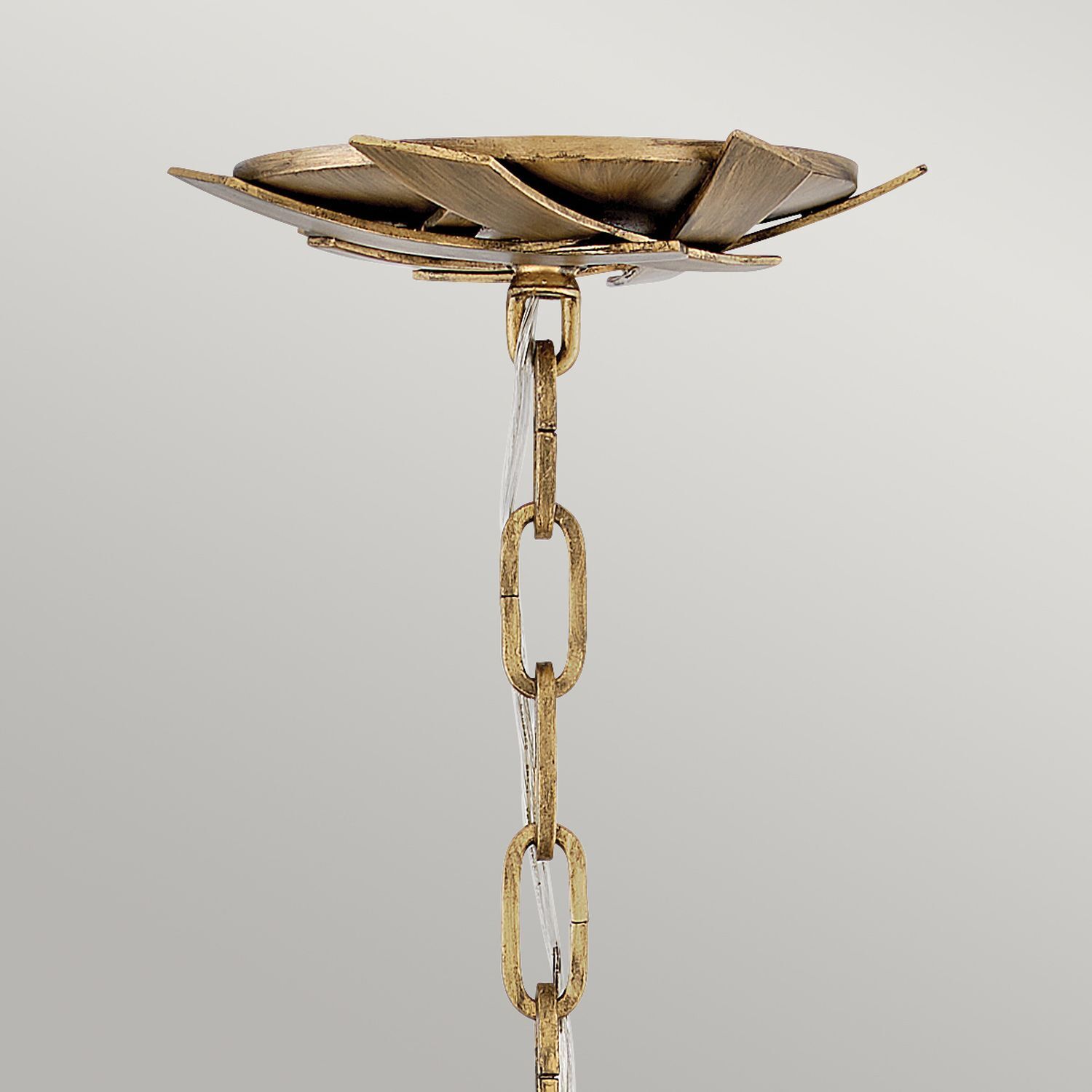 Suspension métal cristal L : 91,4 cm grand en or bruni