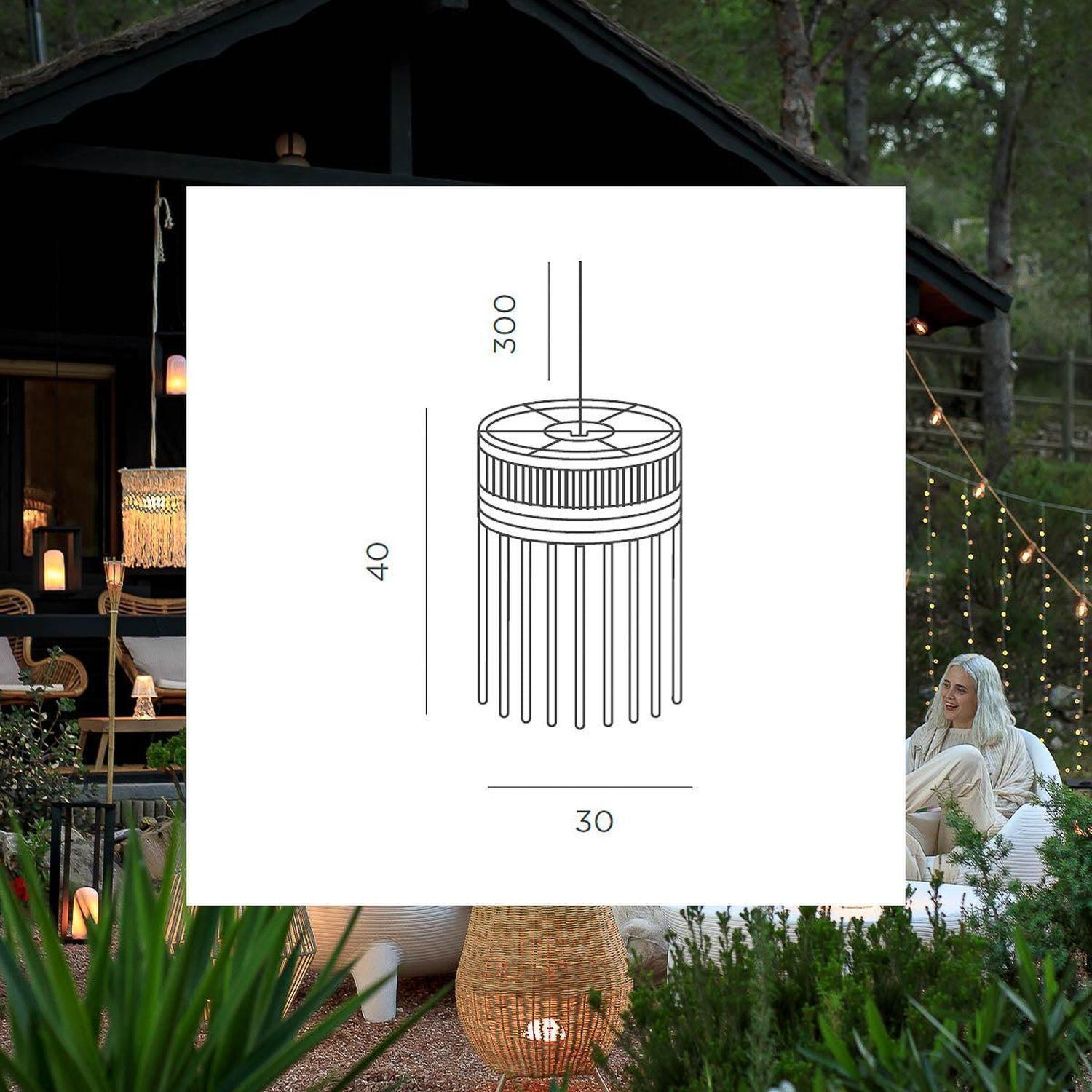 Suspension extérieure sans fil LED Akku IP54 Ø 30cm Beige 2700K Erwachsener, Braut, Weiblich, Person, Frau