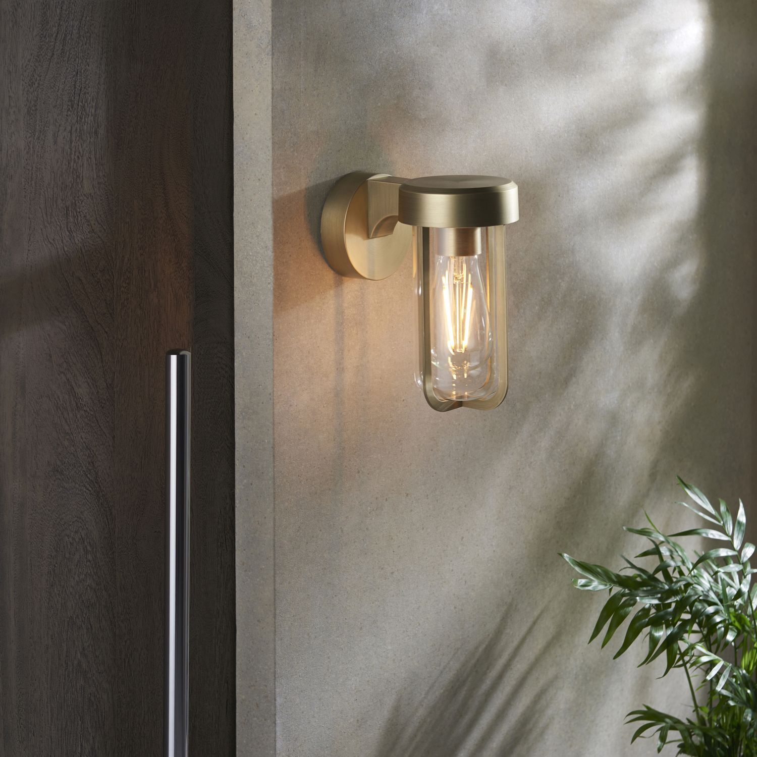 Applique murale extérieure E27 aluminium verre IP44 20,8 cm de haut en or
