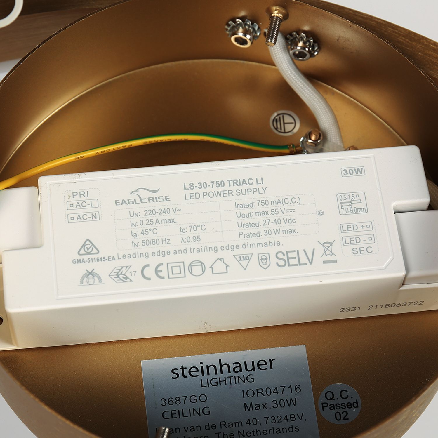 Dekorative LED Wandlampe Metall in Gold H:40 cm Ring Adapter, Elektronik, Maschine, Schraube, Text