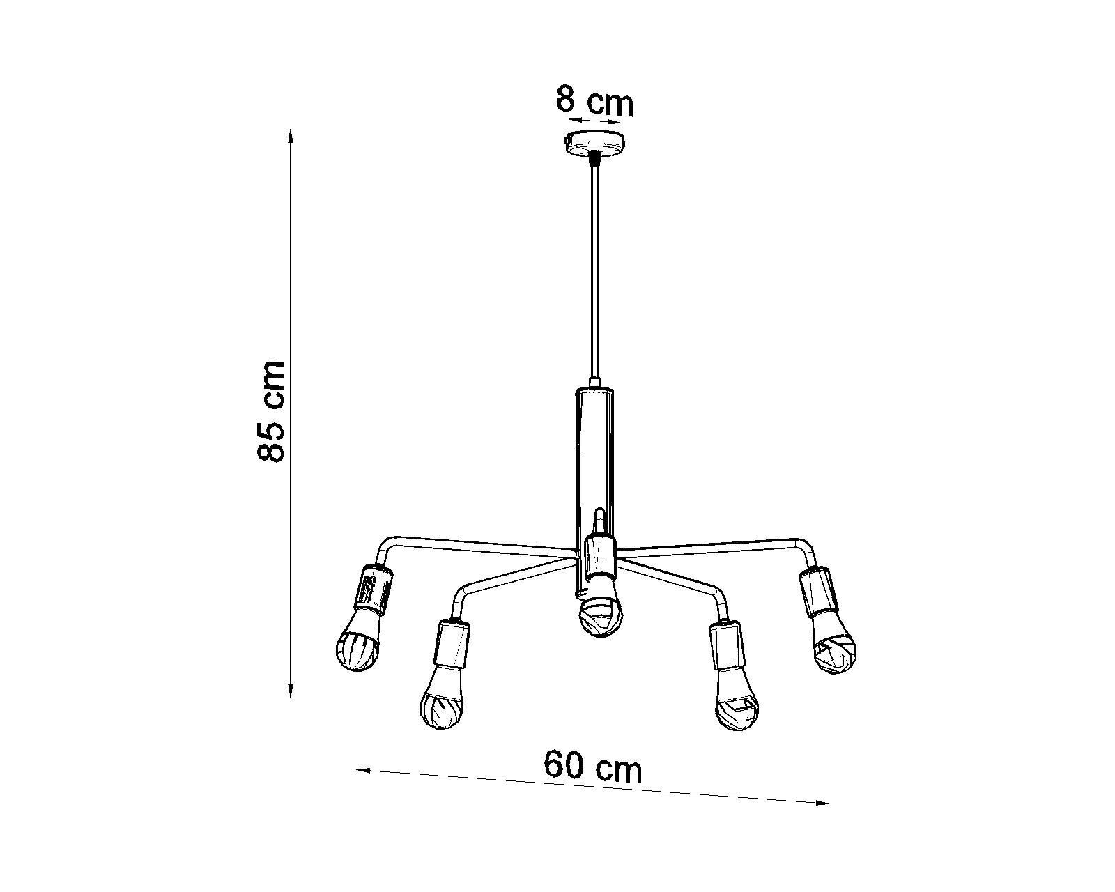 Lampe à suspendre noire Ø 60 cm Rétro 5 flammes E27