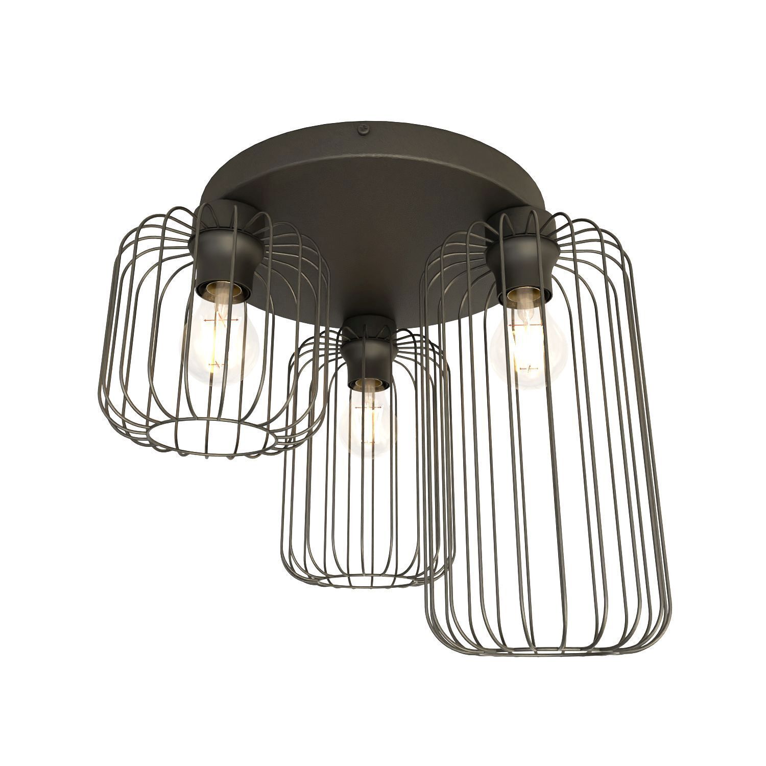 Plafonnier filaire Retro noir métal E27 60 cm de long