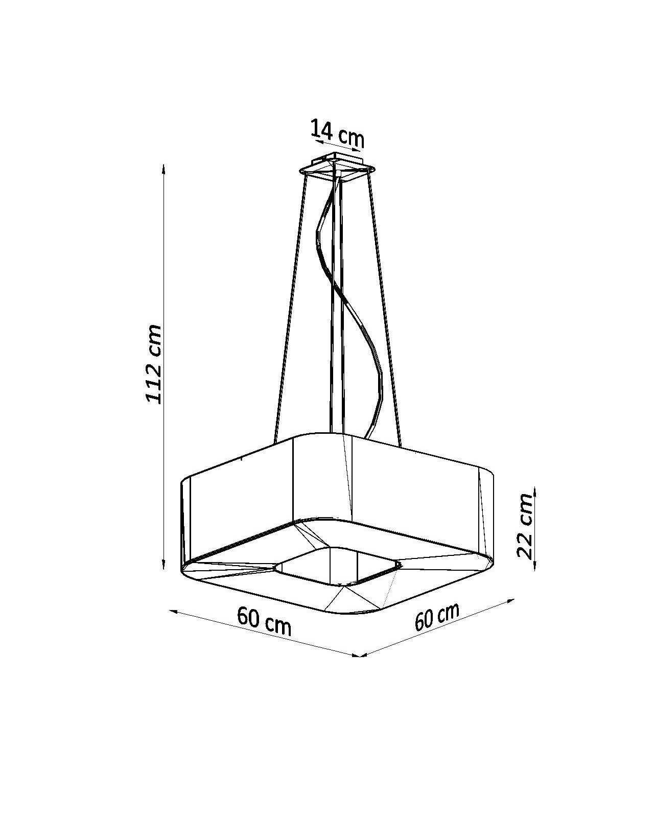 Lampe à suspendre carrée L : 60 cm Noir tissu anti-éblouissant 8x E27