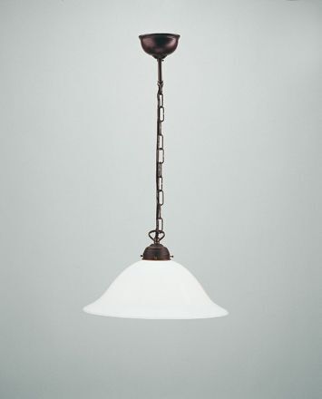 Ancienne lampe suspendue verre laiton Ø35 cm E27 faible éblouissement