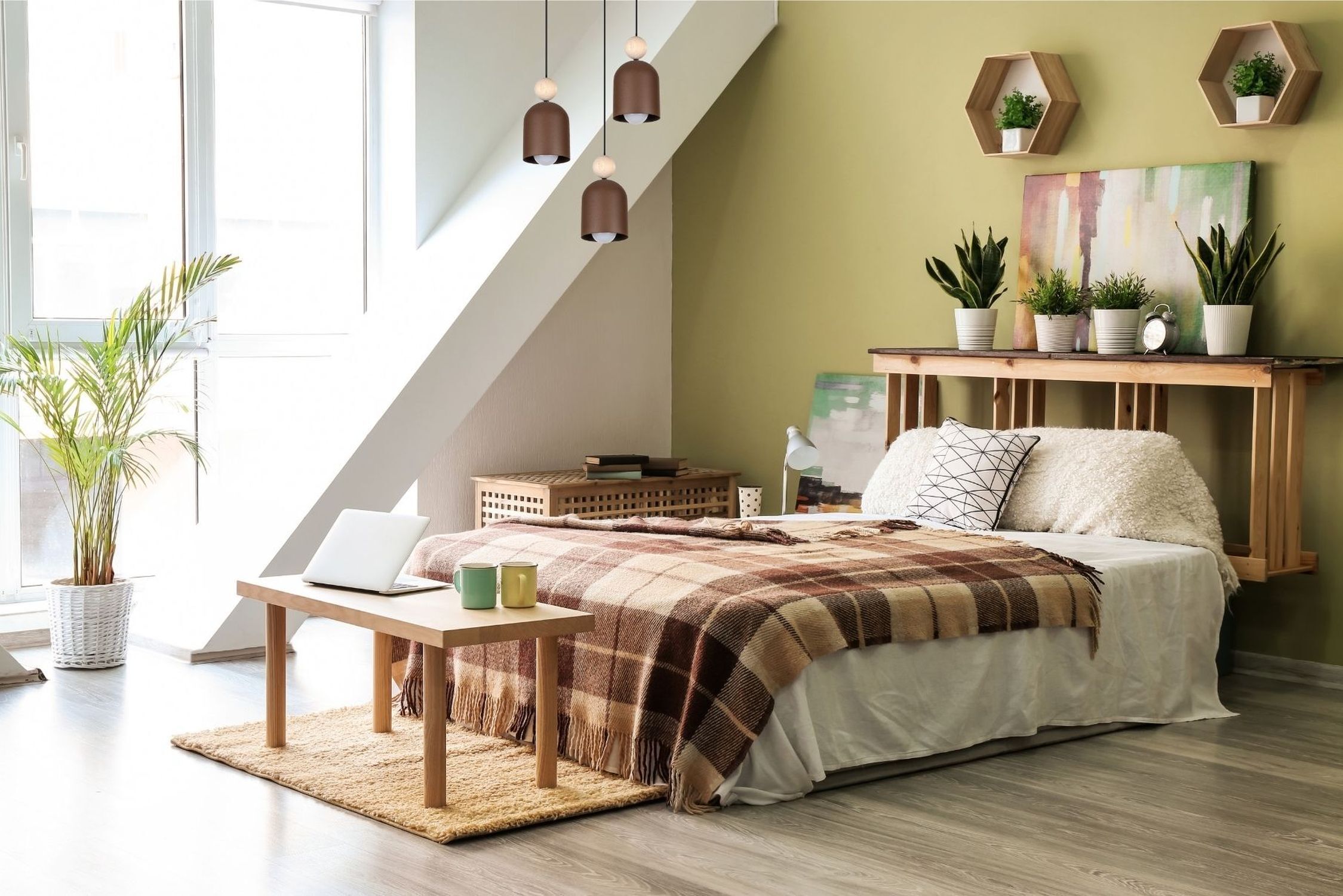 Lampe à suspendre brun rouille métal bois 3-flmg E27 Ø36 cm rond