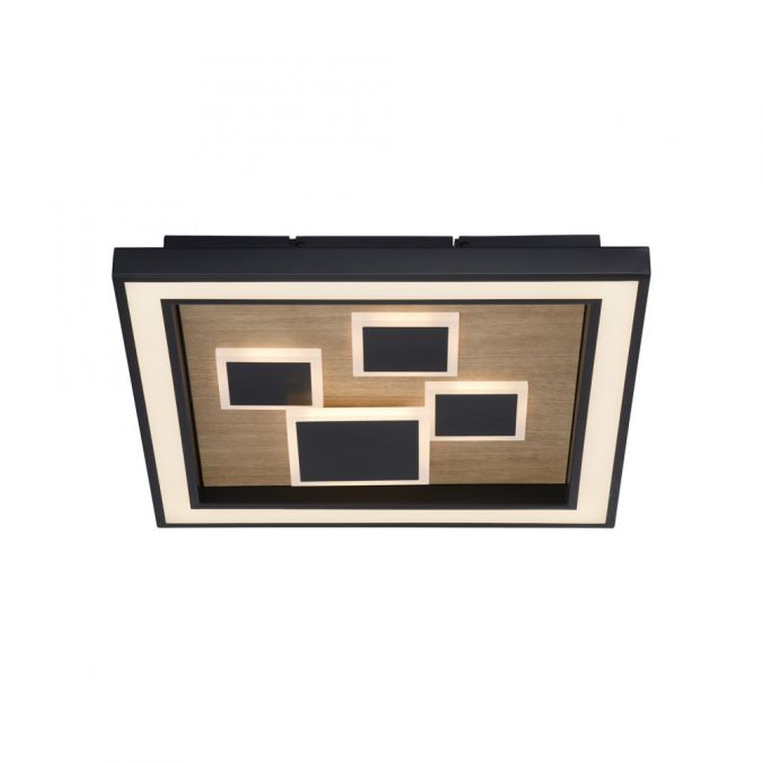 LED Deckenleuchte Holz Schwarz Serienschalter L:48 cm
