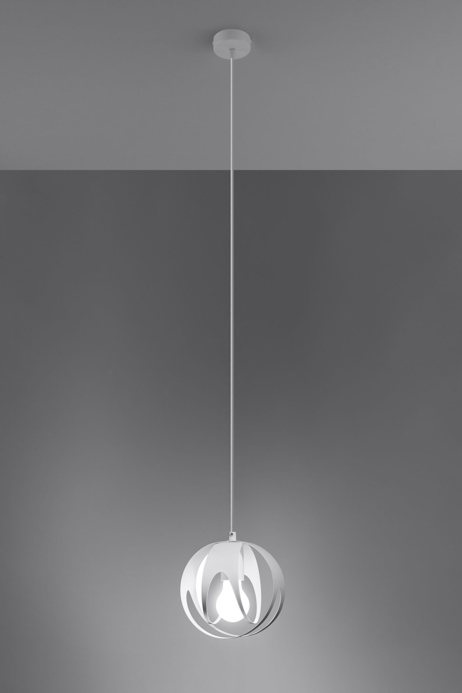 Lampe à suspendre Blanc Métal Ø 16 cm rond Boule E27