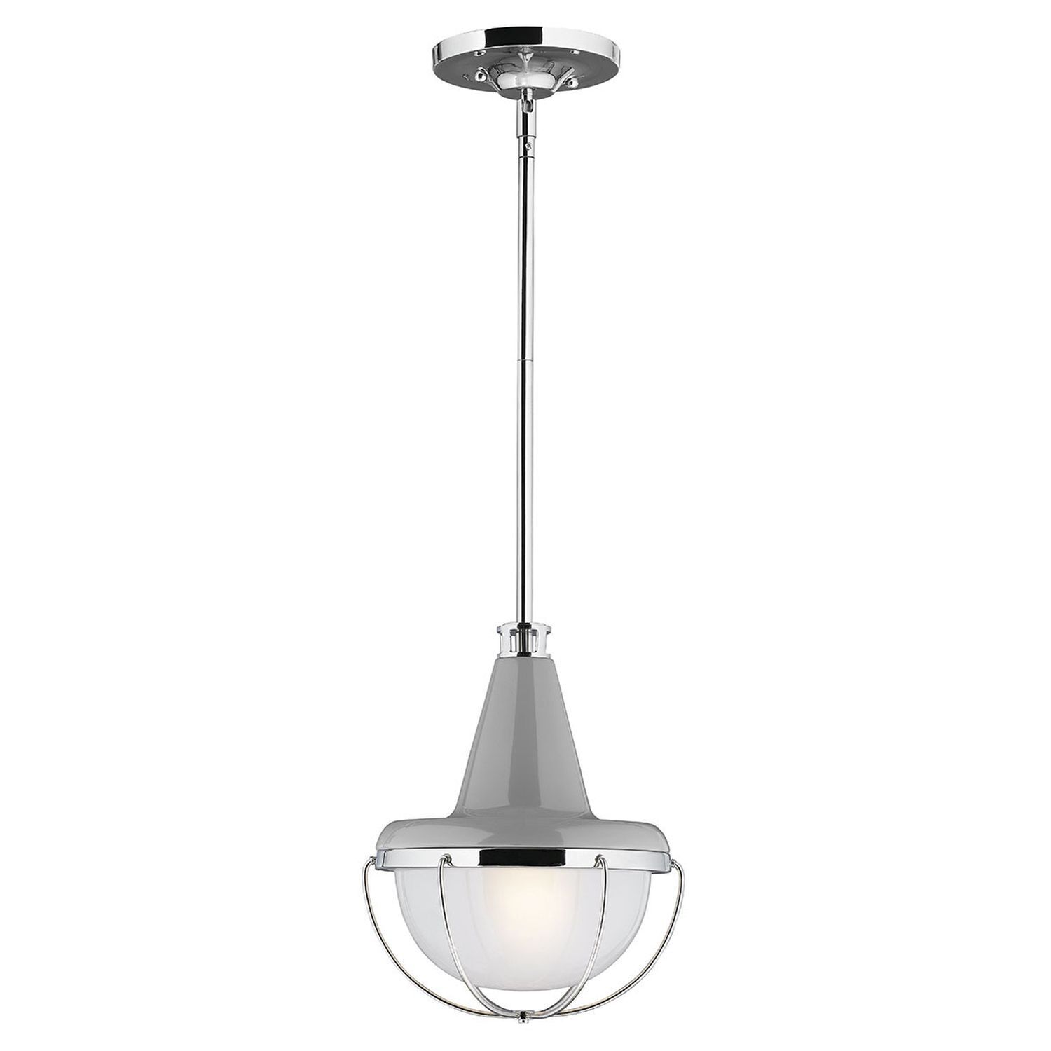 Lampe de plafond verre métal industriel en nickel E27 Ø23cm