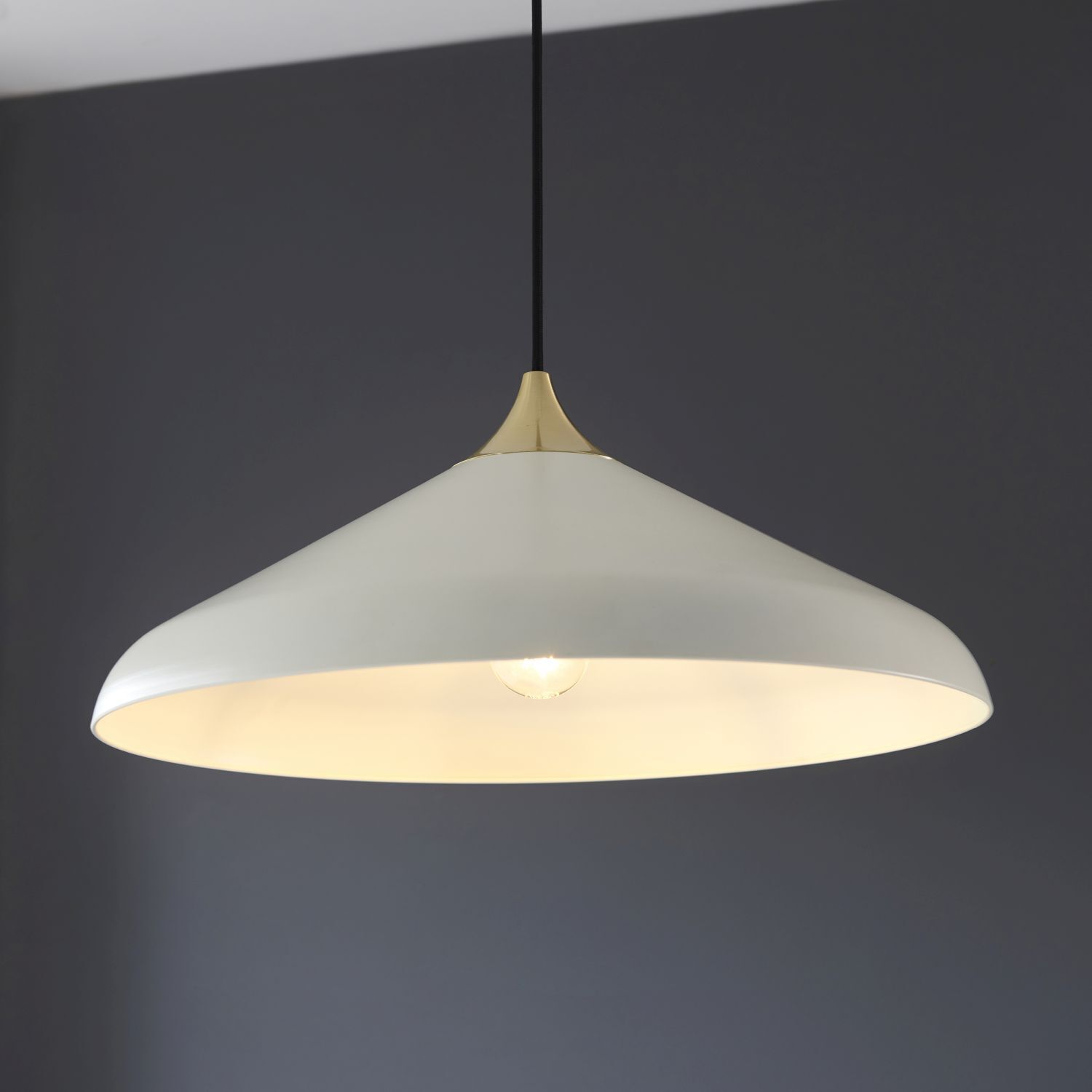 Suspension Blanc Laiton rond D : 50 cm Métal E27