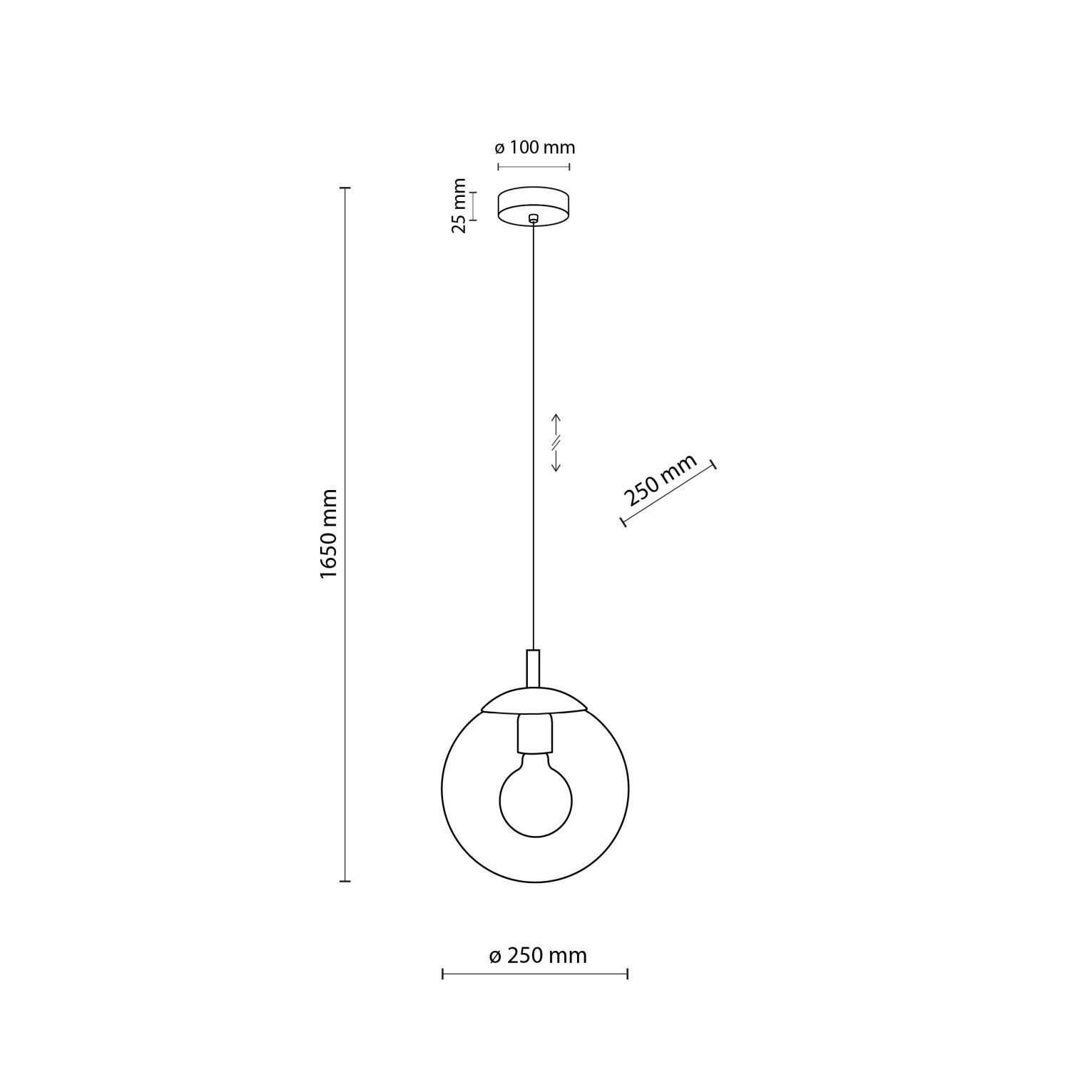 Suspension verre Ø 25 cm sphère H : max. 165 cm E27