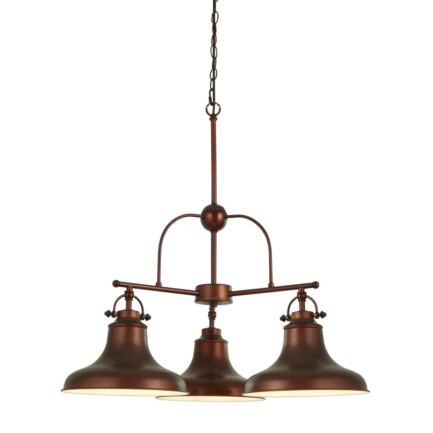 Suspension Vintage Ø 63 cm 3-flamme E27 brun