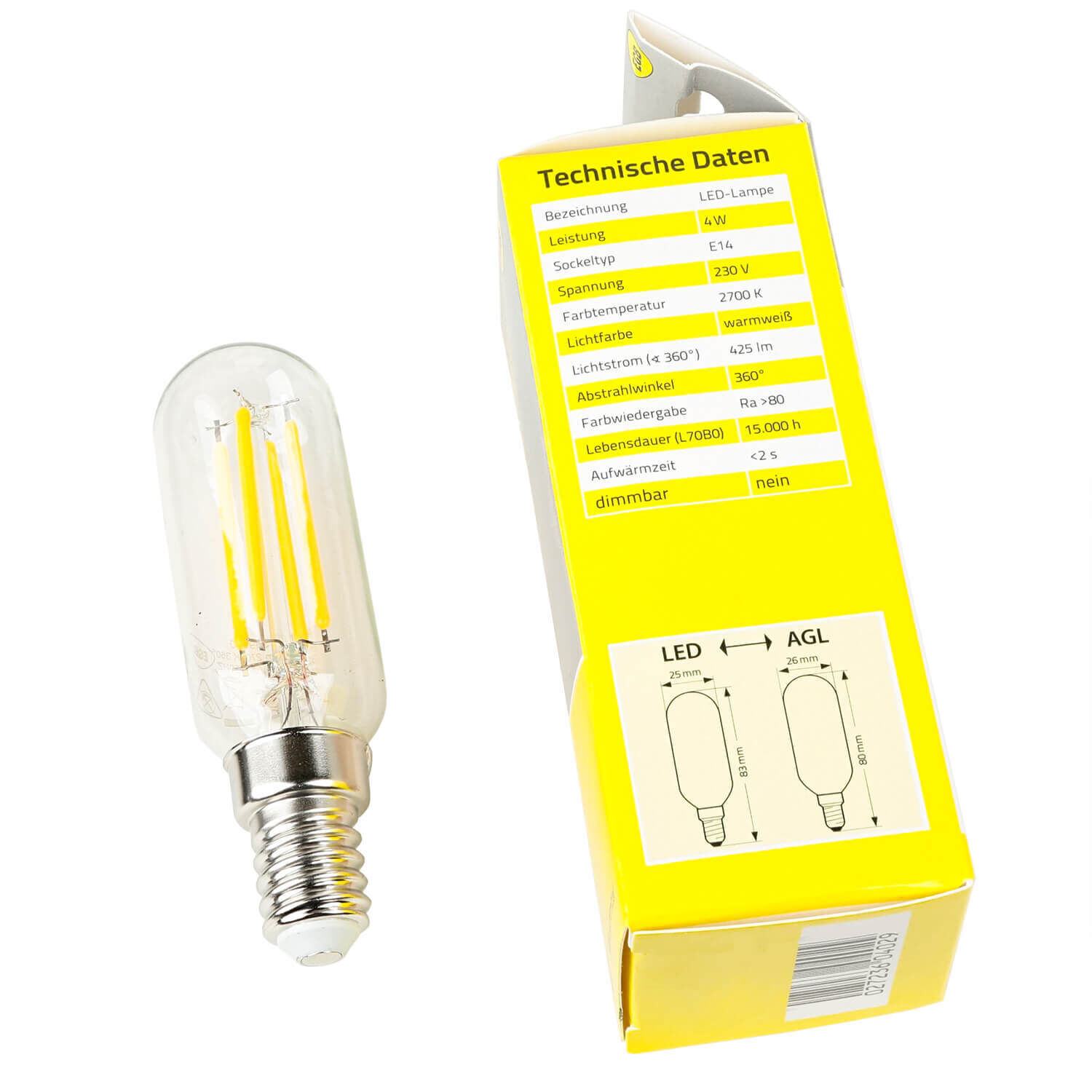 LED Leuchtmittel E14 Filament Edison Lampe 2700 K warmweiß - LM108 Licht, Glühbirne