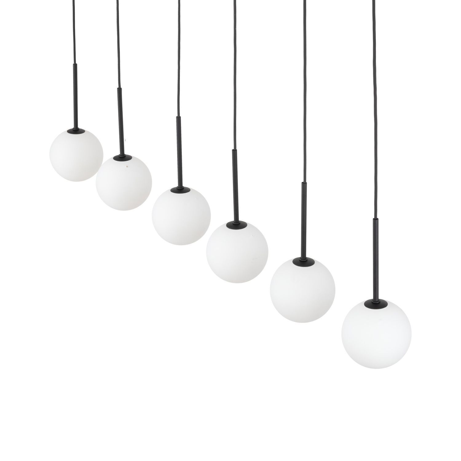 Suspension L : 122 cm verre métal noir blanc 6x G9