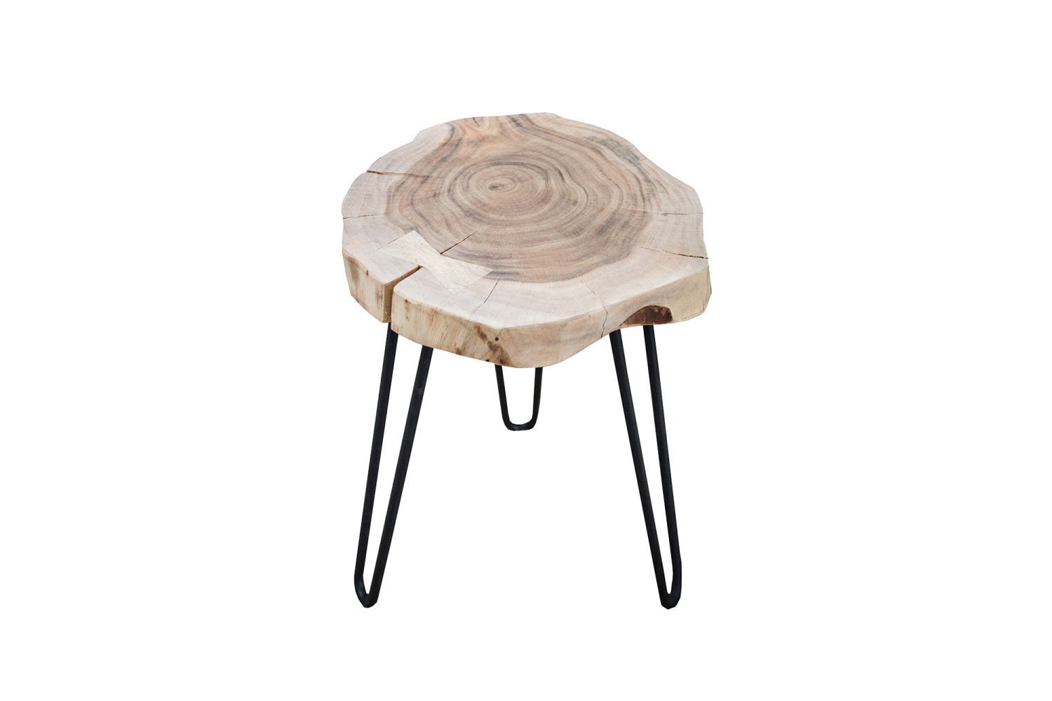 Table d'appoint en bois d'acacia métal 40x60 cm en blanc noir Baum, Holz, Mobiliar, Stuhl, Barhocker