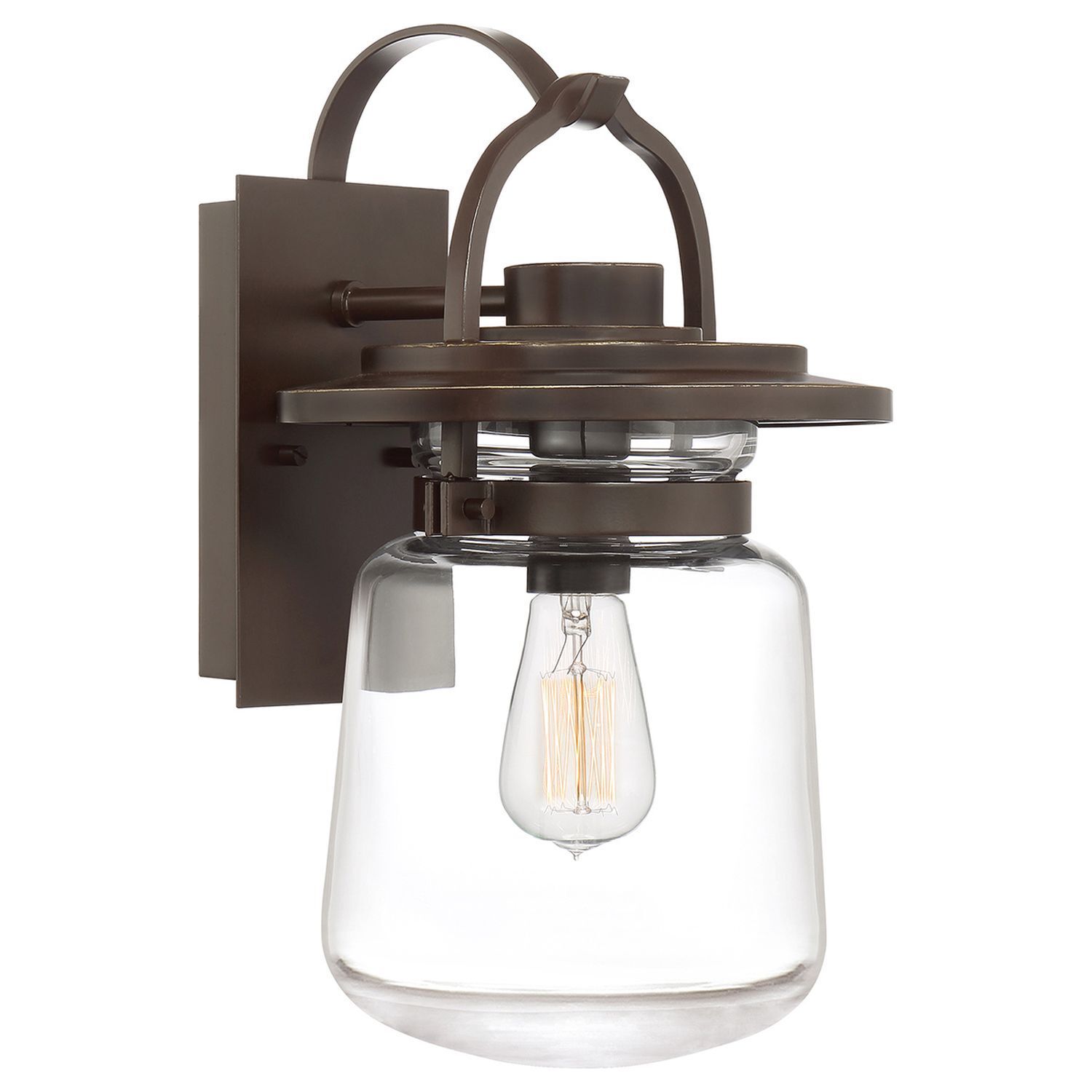 Wandlampe außen Aluminium Glas E27 IP44 H: 39,3 cm Vintage Wandlampe, Glasbehälter, Edison-Lampe, Wandleuchte, Bronzefarben