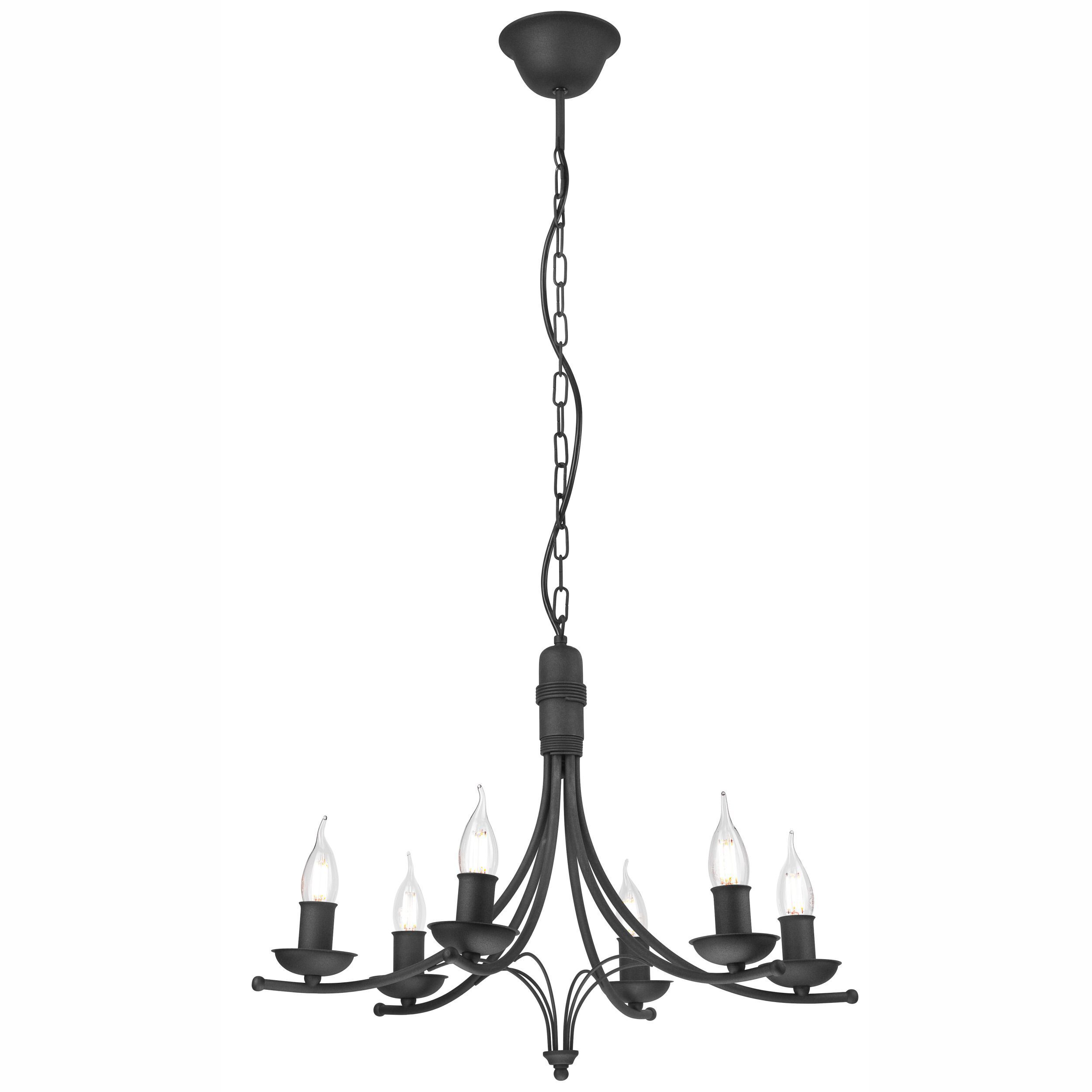 Lustre Métal Rustique 6 branches E14 Noir