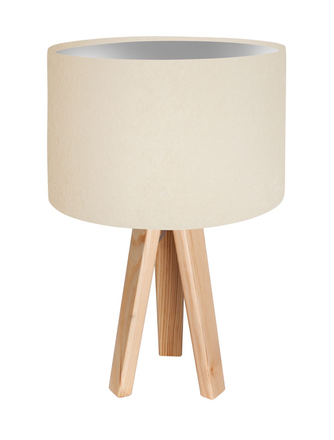 Lampe de table Rétro Lampe en bois Crème Argent H:46cm