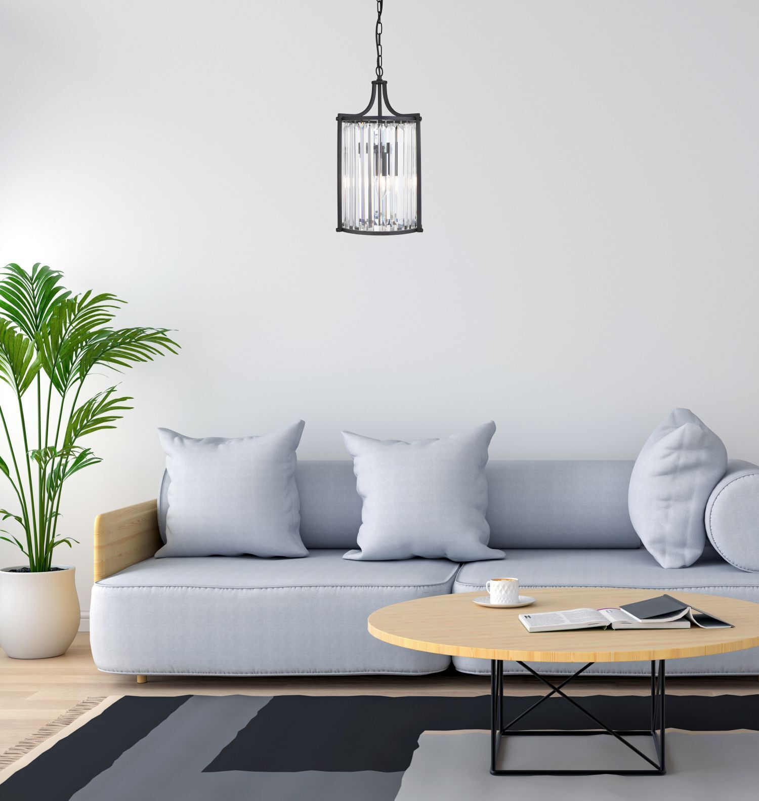 Art Déco Suspension Noir Ø 26 cm Cristal 2x E14